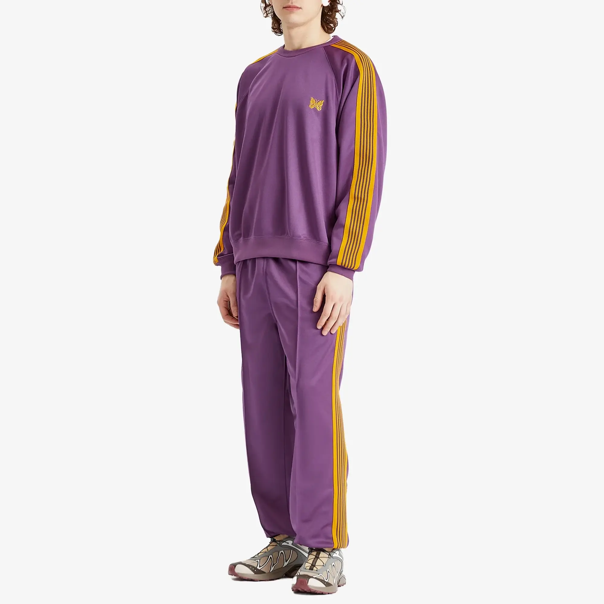 Needles Men's Track Crew Neck Sweatshirt Purple