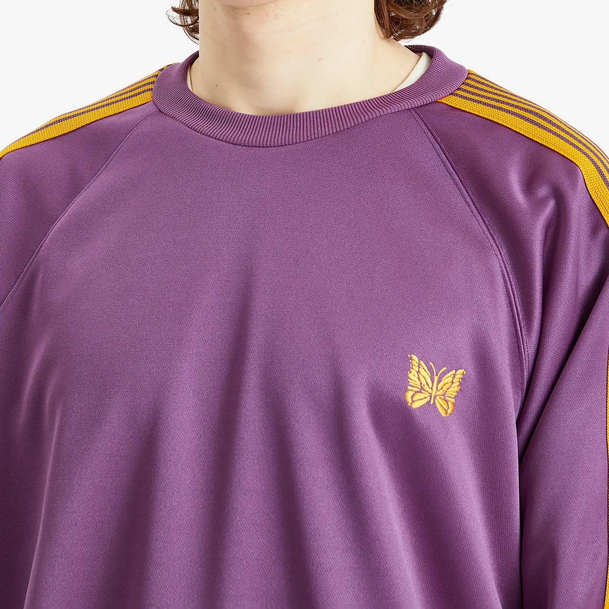 Needles Men's Track Crew Neck Sweatshirt Purple