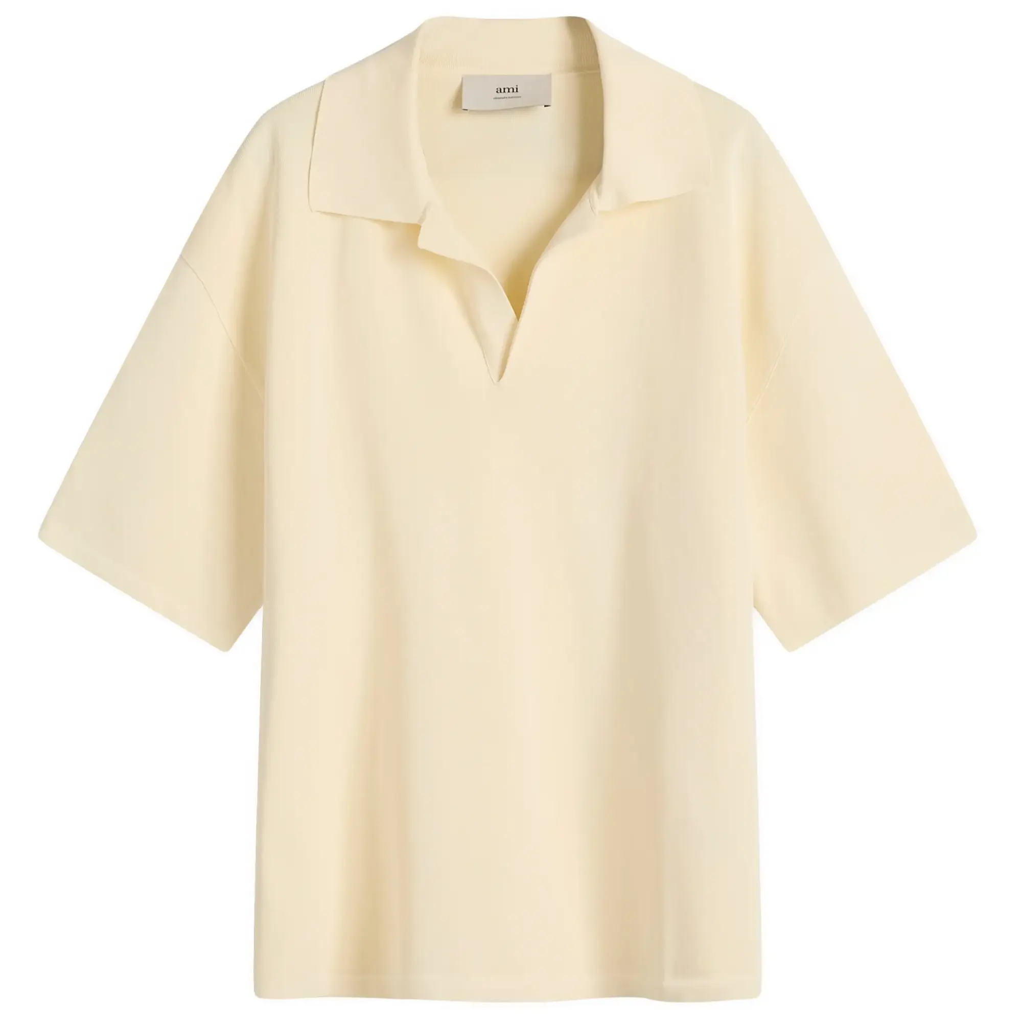 AMI Paris Men's Short Sleeves Polo White Cream