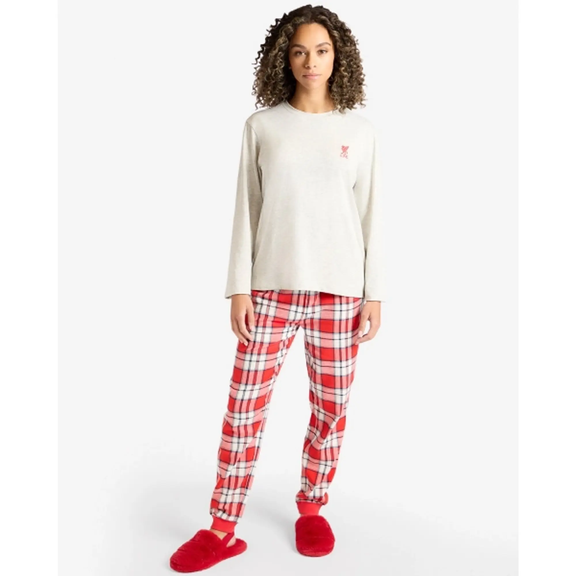 Liverpool FC LFC Womens Long Check Pyjama Set