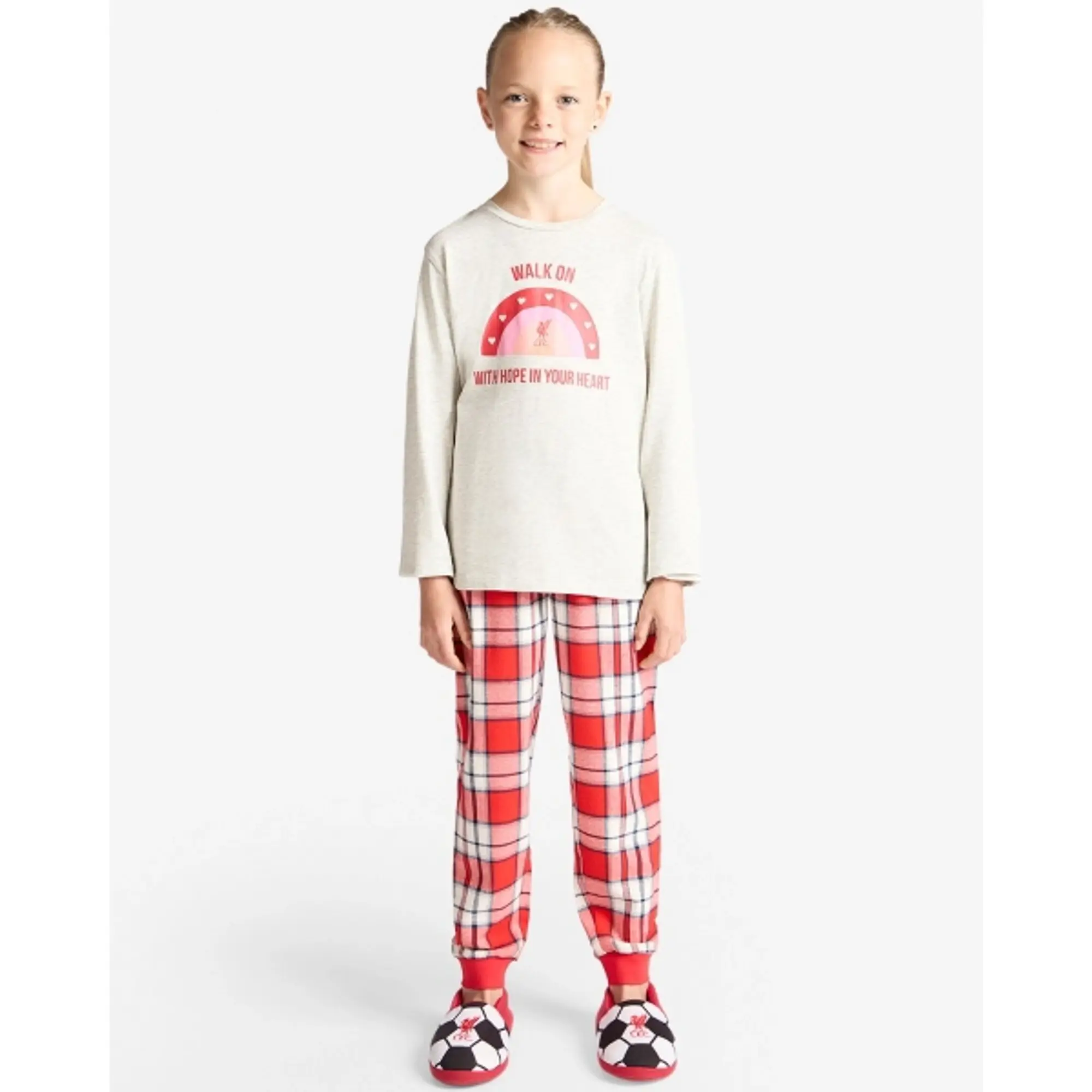 Liverpool FC LFC Juniors Girls Long Pyjama Set Ecru