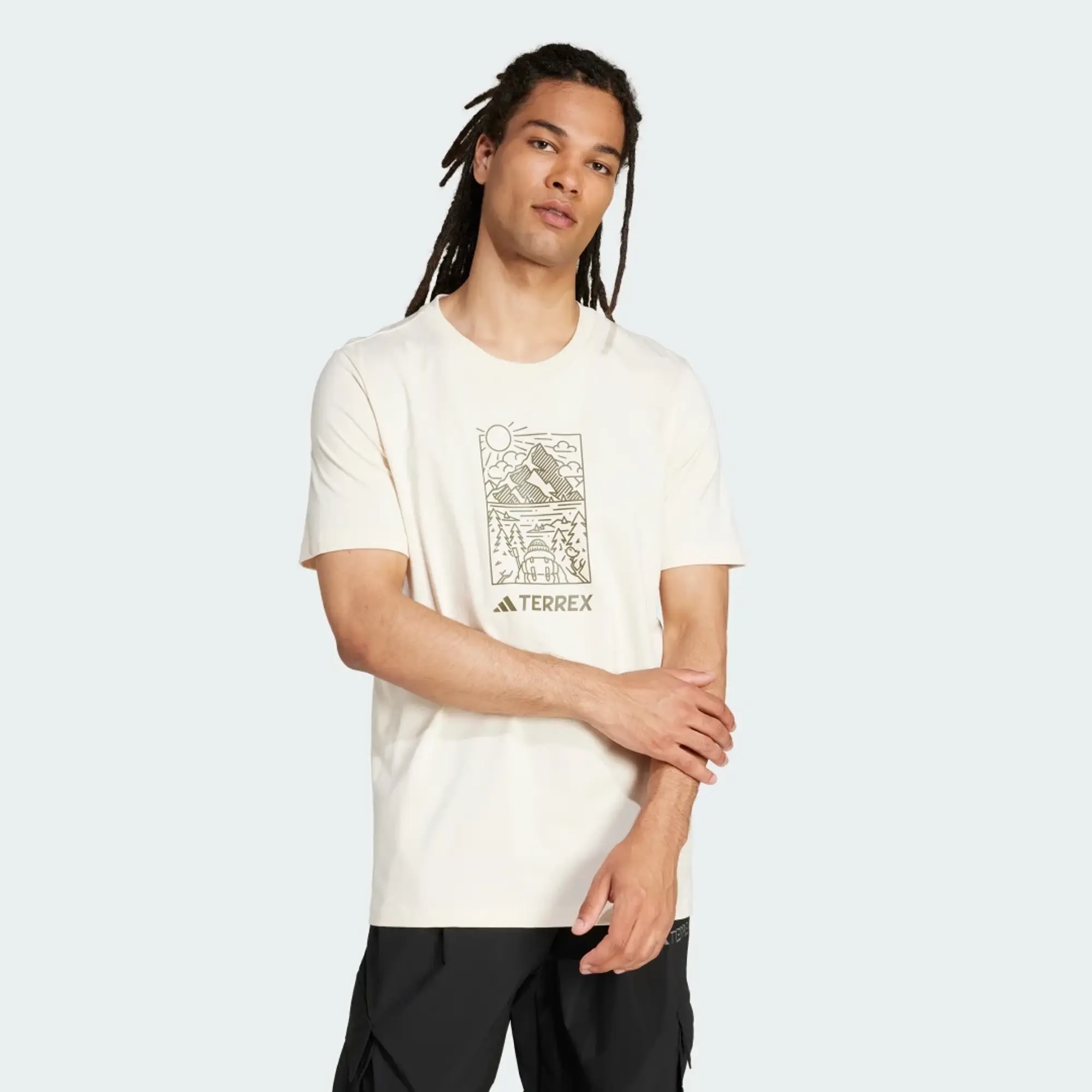 Adidas Outdoor Terrex T-Shirt With Chest Print In Stone-Neutral