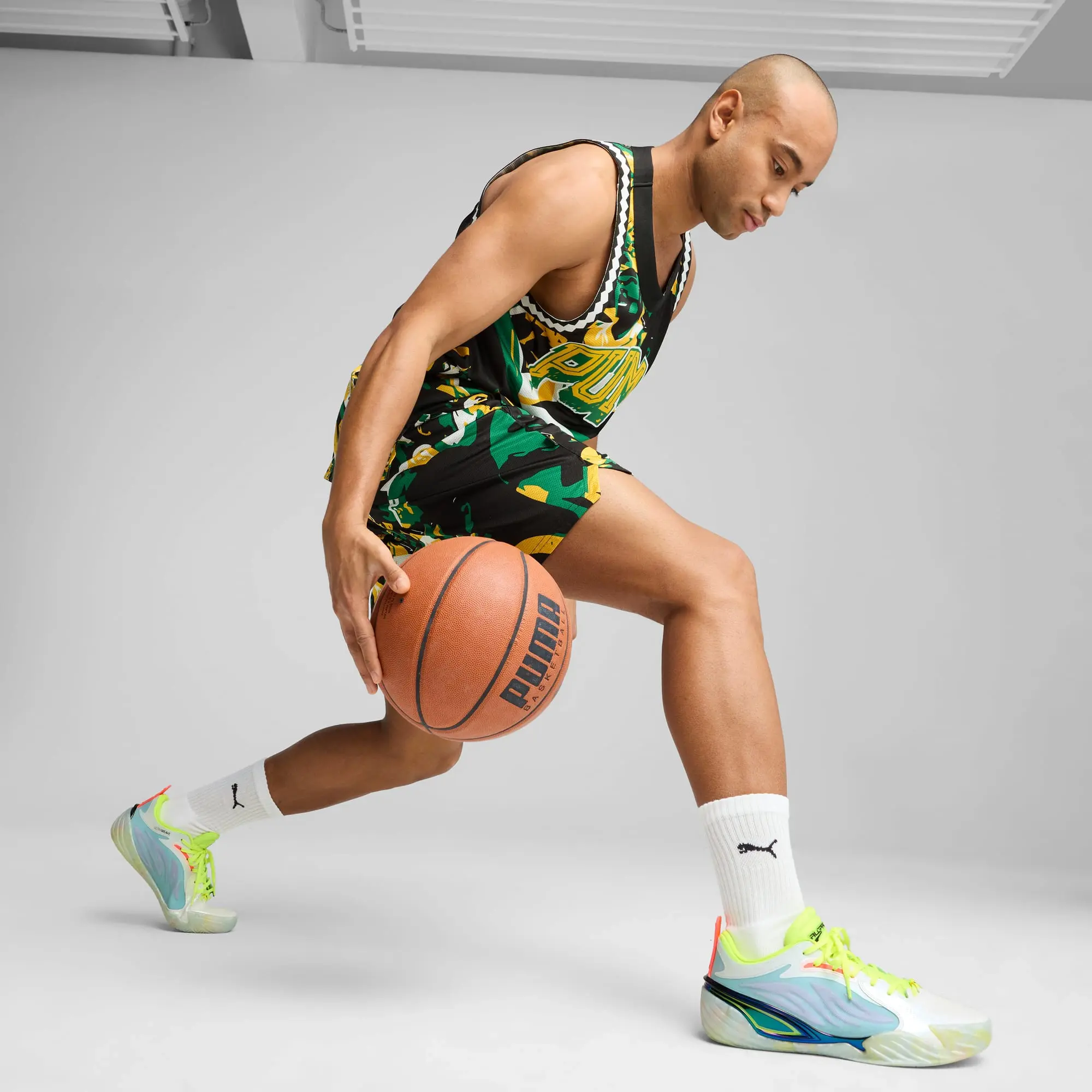 PUMA All-Pro Nitro™ Elite Basketball Shoes Unisex, Light Aqua/Yellow Alert