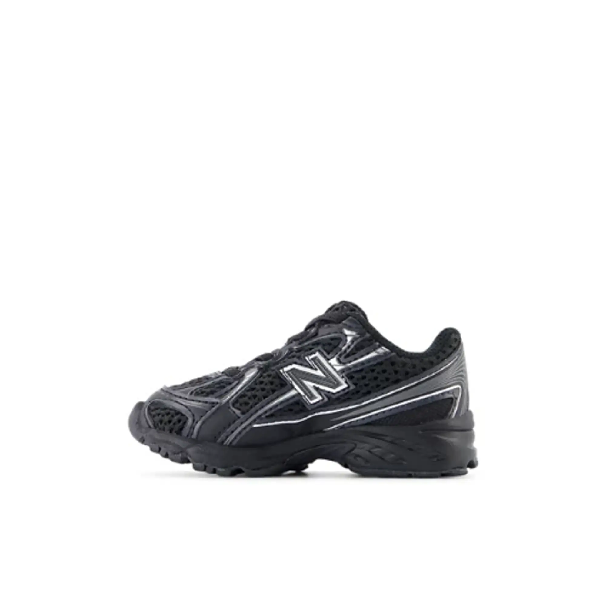 New Balance Infants' 740 BUNGEE LACE in Black/Grey Synthetic