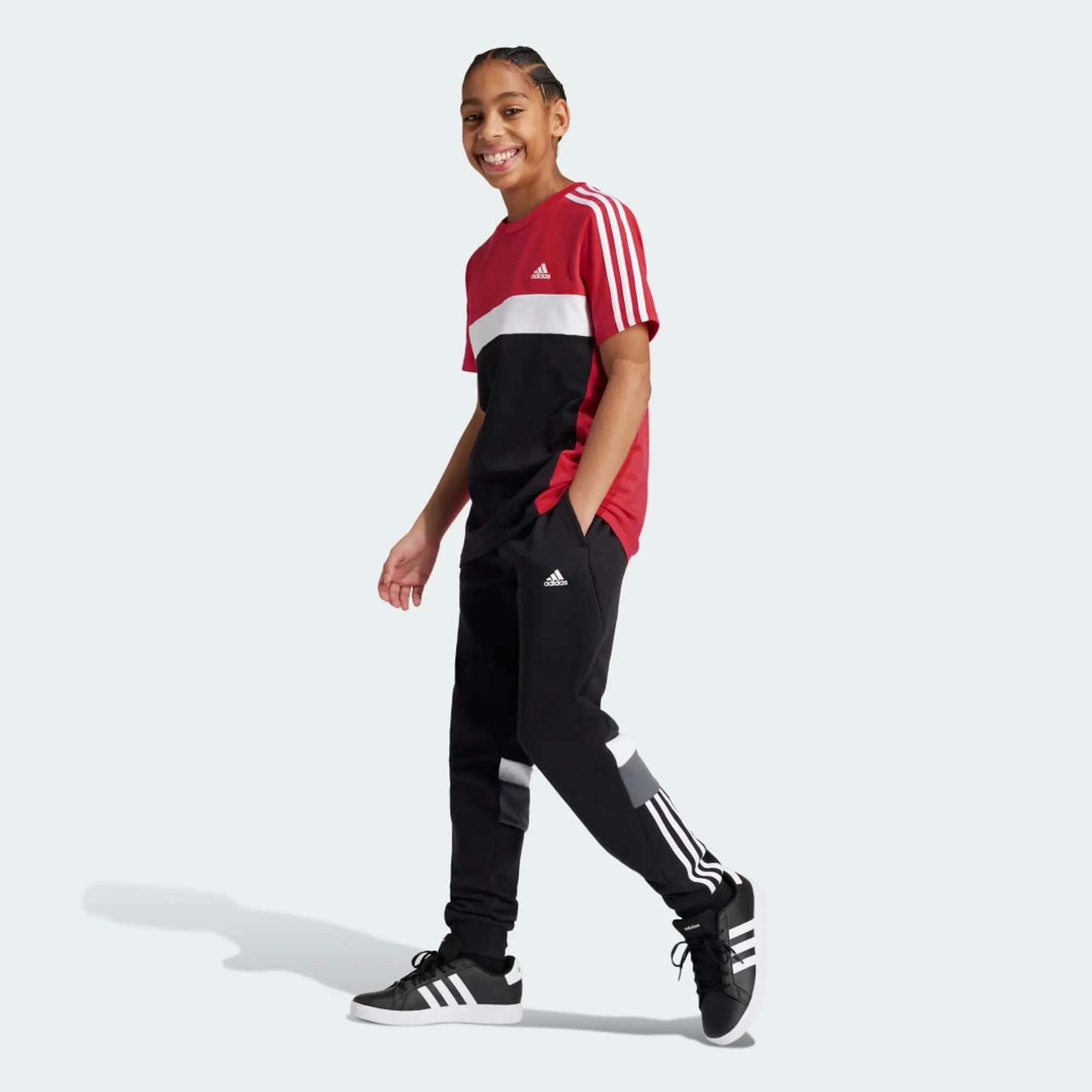 adidas Tiberio 3-Stripes Colorblock Cotton T-Shirt Kids