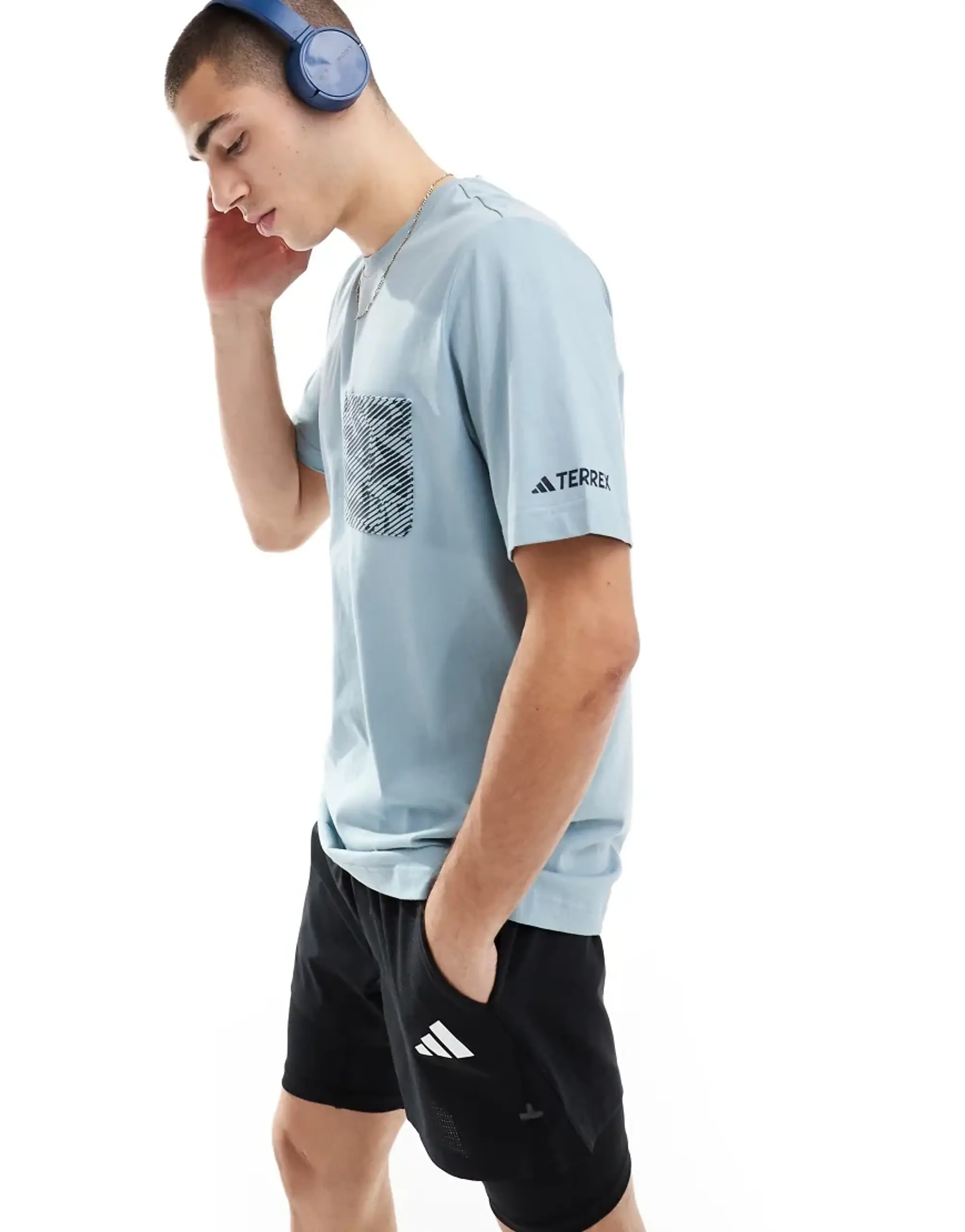 Adidas Outdoor Terrex T-Shirt With Patch Pocket In Grey