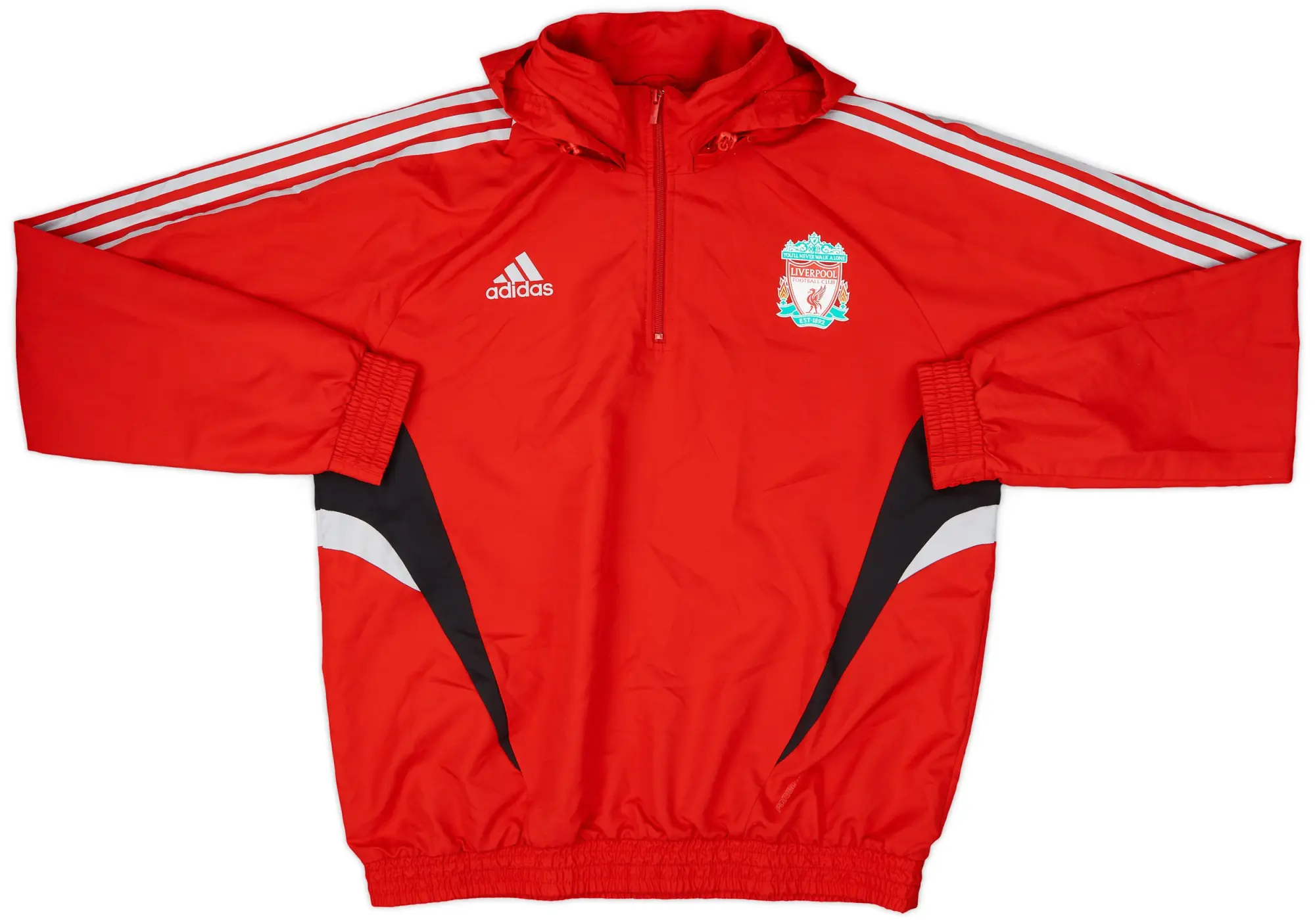 2008-09 Liverpool adidas 1/4 Zip Hooded Rain Jacket - 8/10 - (L)