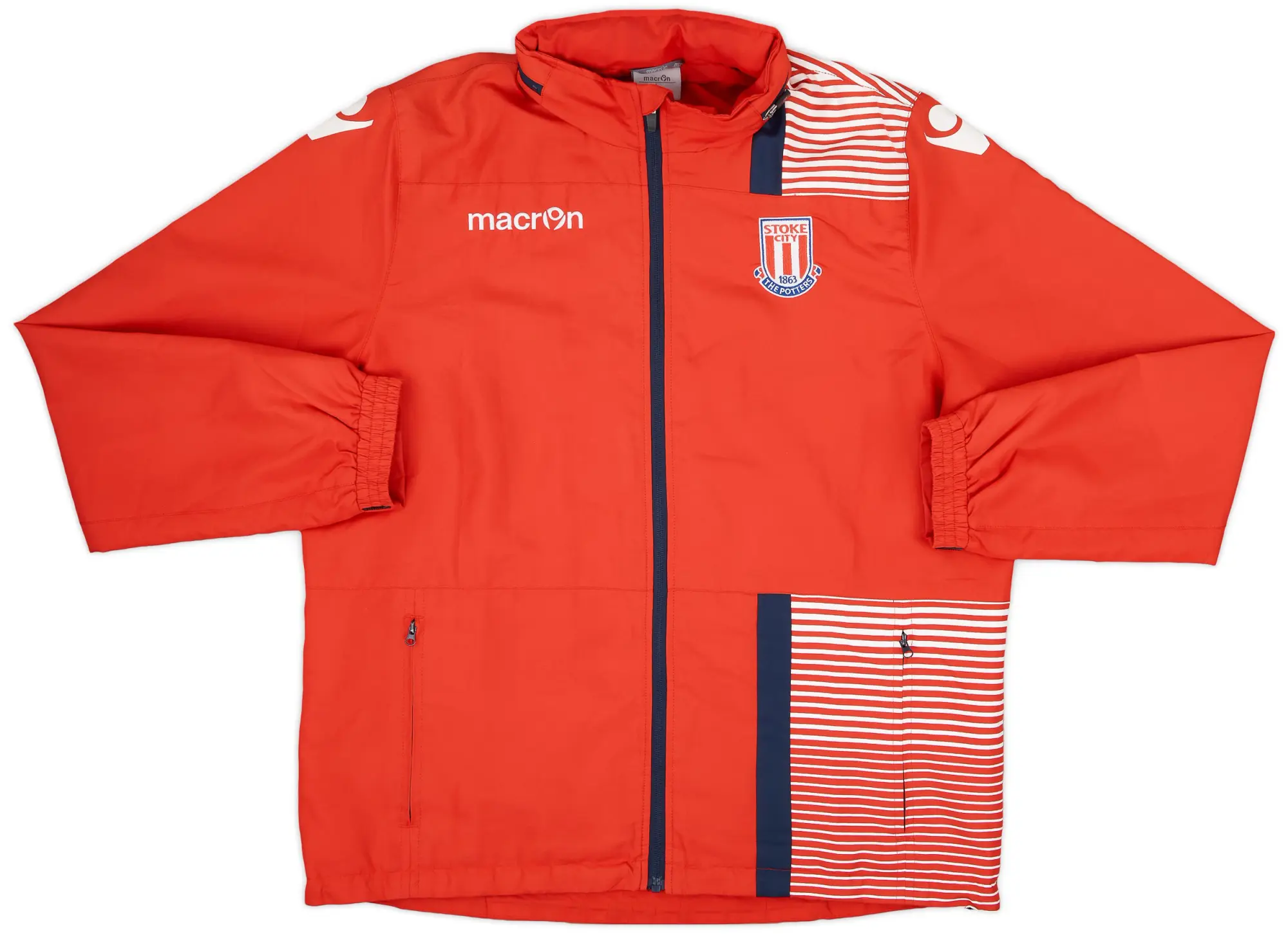 2017-18 Stoke City Macron Hooded Rain Jacket - 9/10 - (L)