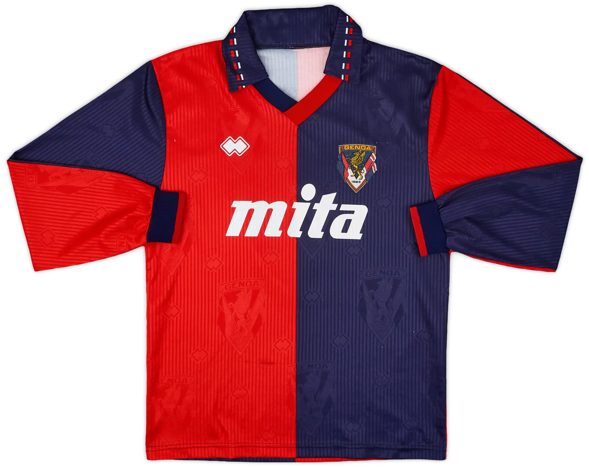 Errea 1991-92 Genoa Home L/S Shirt - 8/10 - (M)