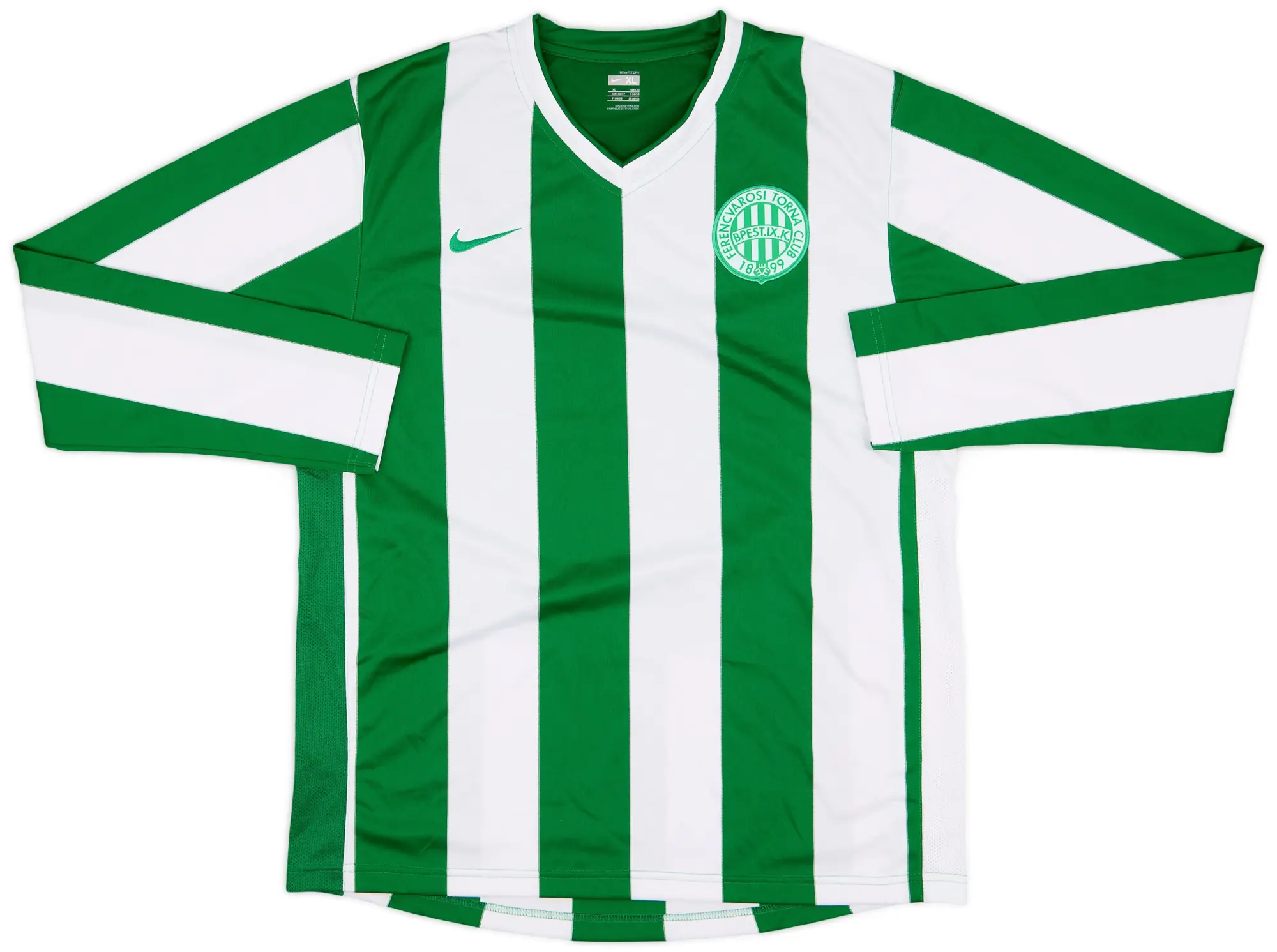 Nike 2007-08 Ferencvaros Player Issue Home L/S Shirt - 9/10 - (XL)
