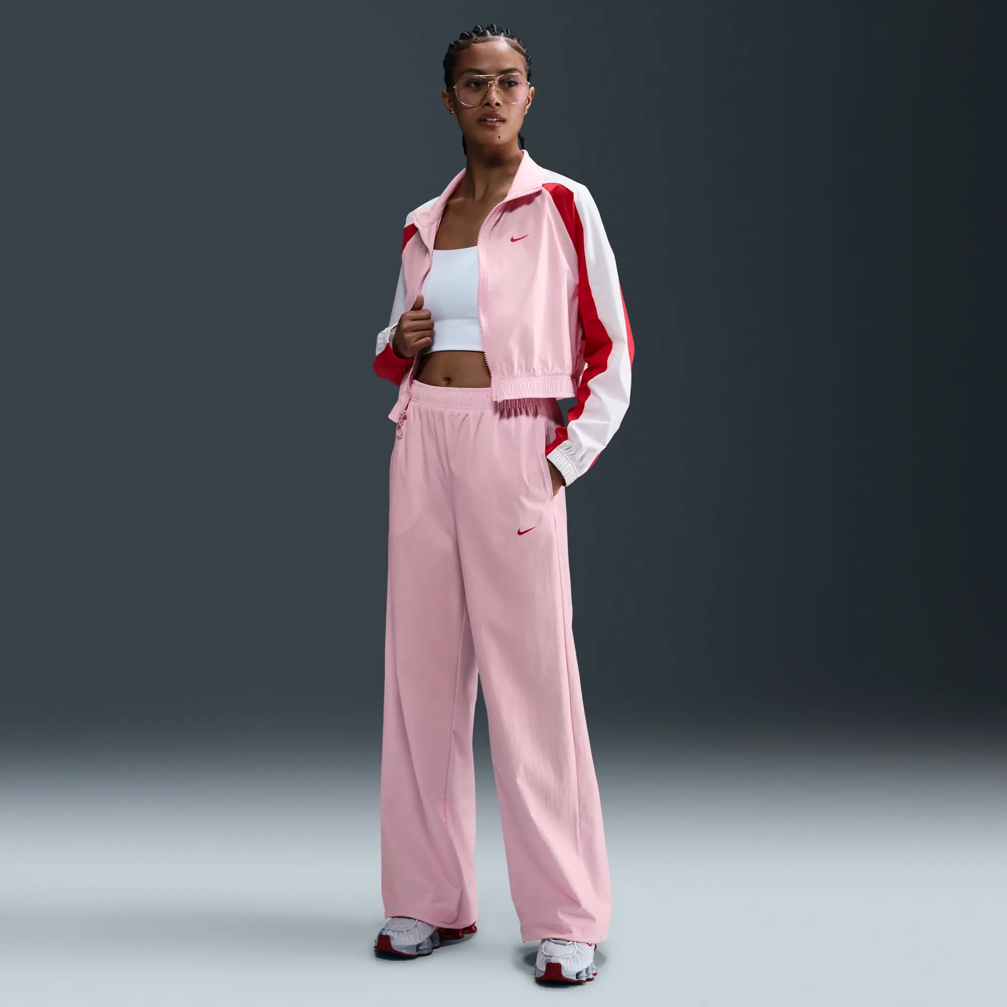 Nike Sportswear Women's Woven Trousers - Pink - Nylon/Elastane