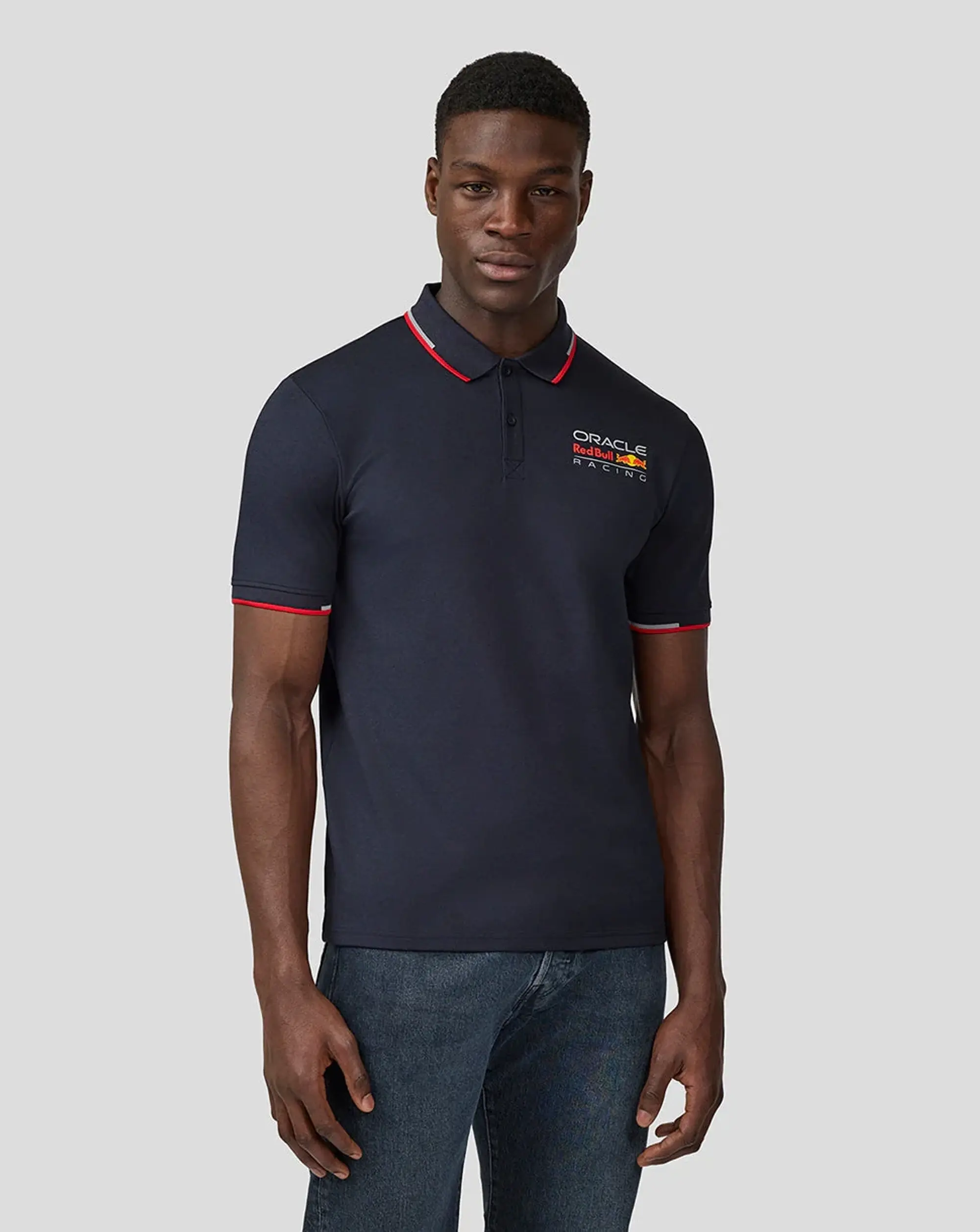 Castore Oracle Red Bull Racing Unisex Core Polo Shirt With Full Colour Logo - Brilliant White