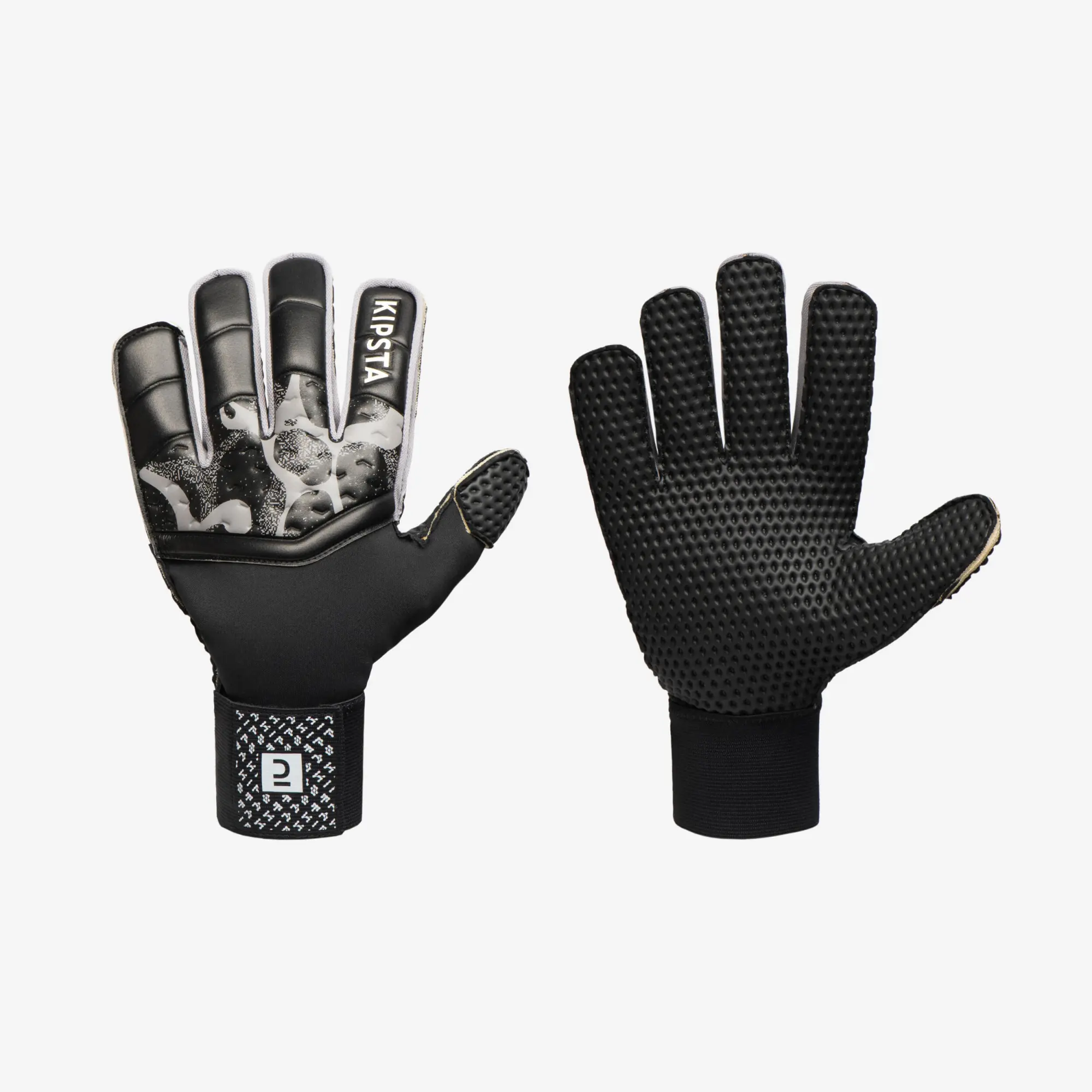 Kipsta Adult Football Goalkeeper Gloves F100 Superresist - Black/Grey