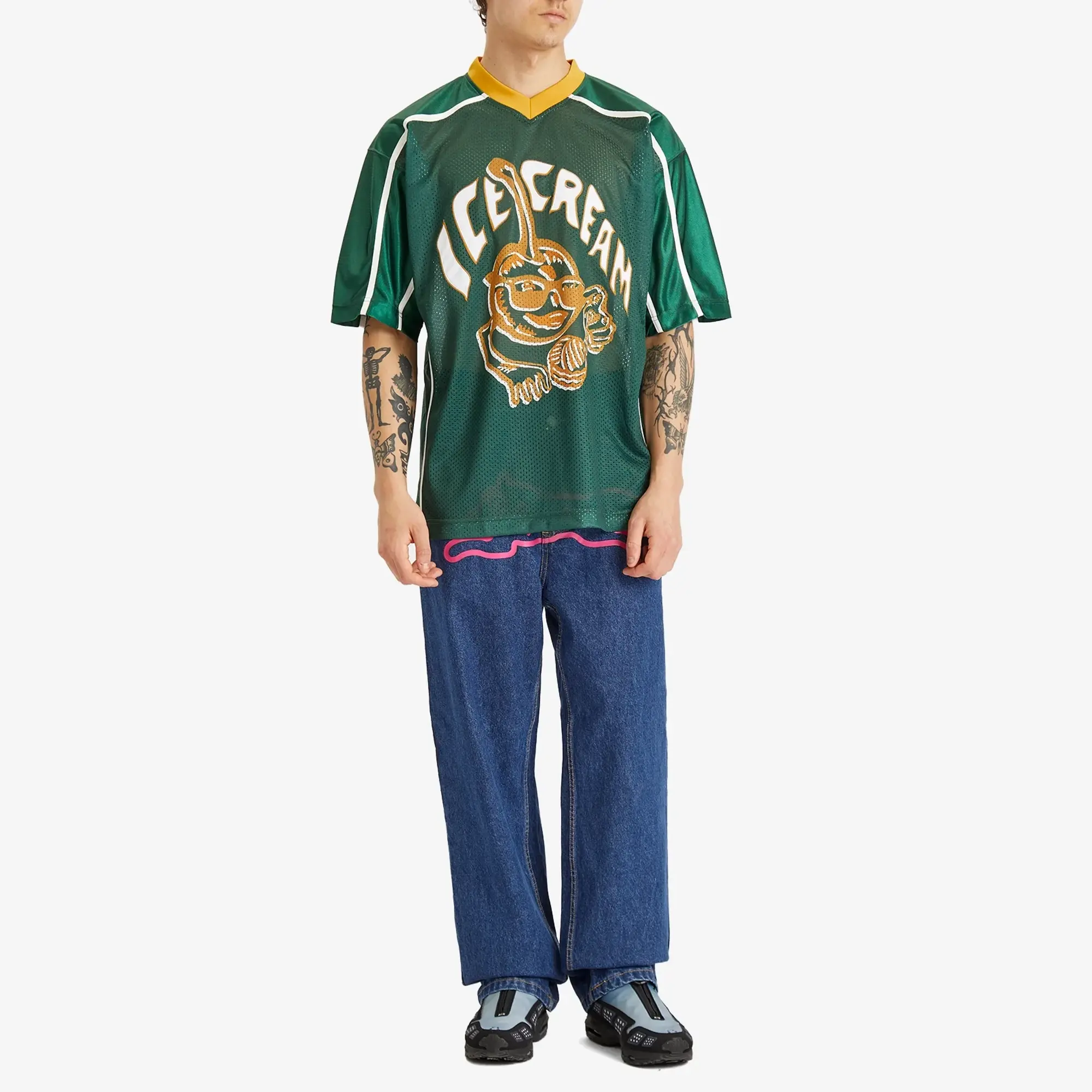 ICECREAM Men's Cherry Applique Football Top Green