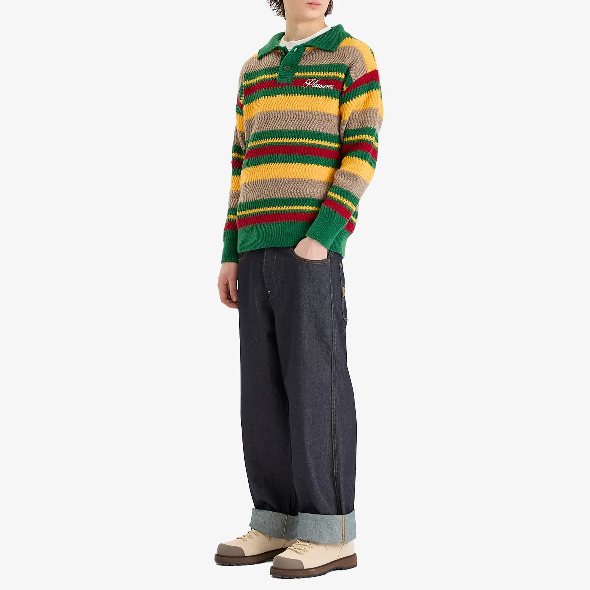 Pleasures Men's Cooper Kit Polo Sweater Green