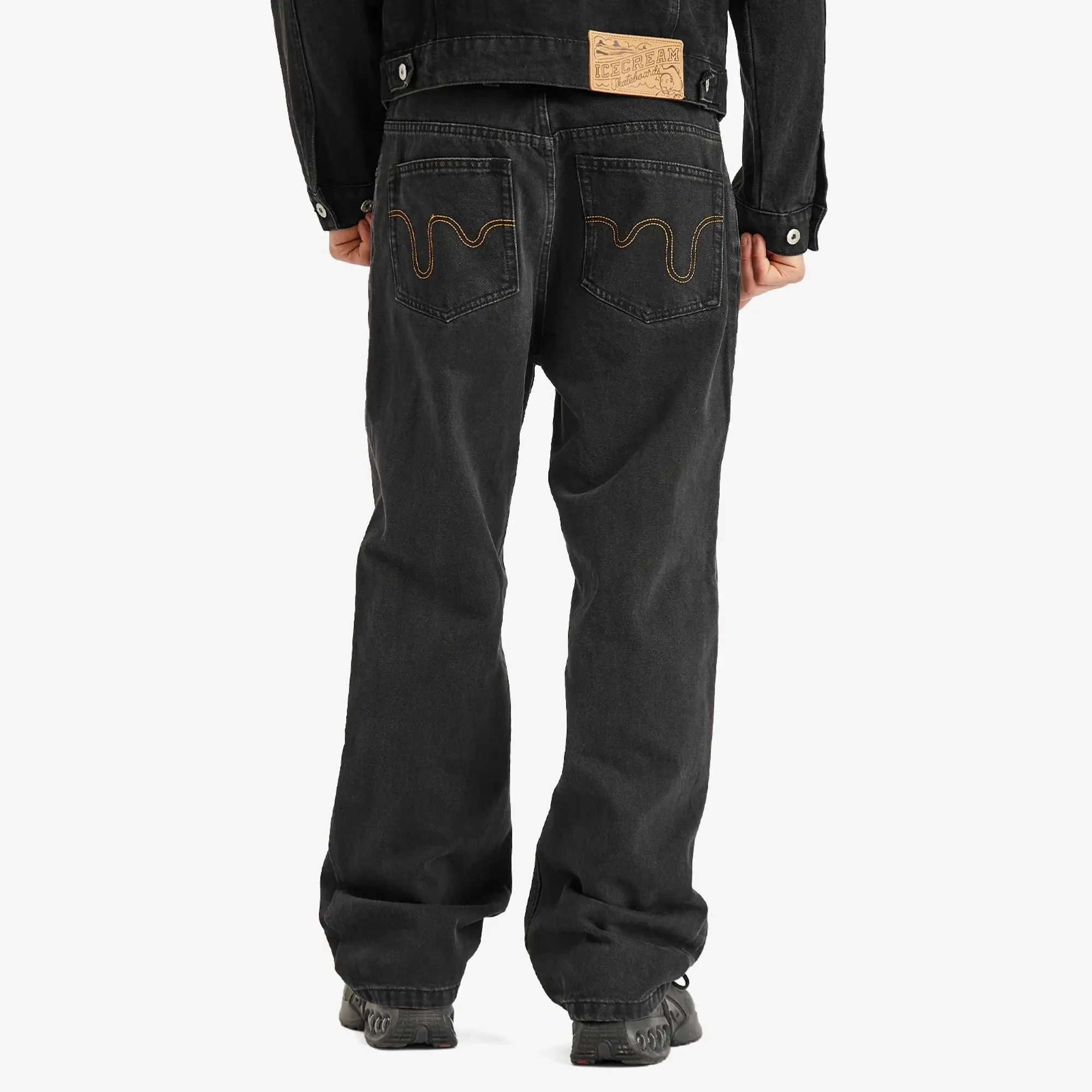 ICECREAM Men's Running Dog Double Scoop Denim Pant Black