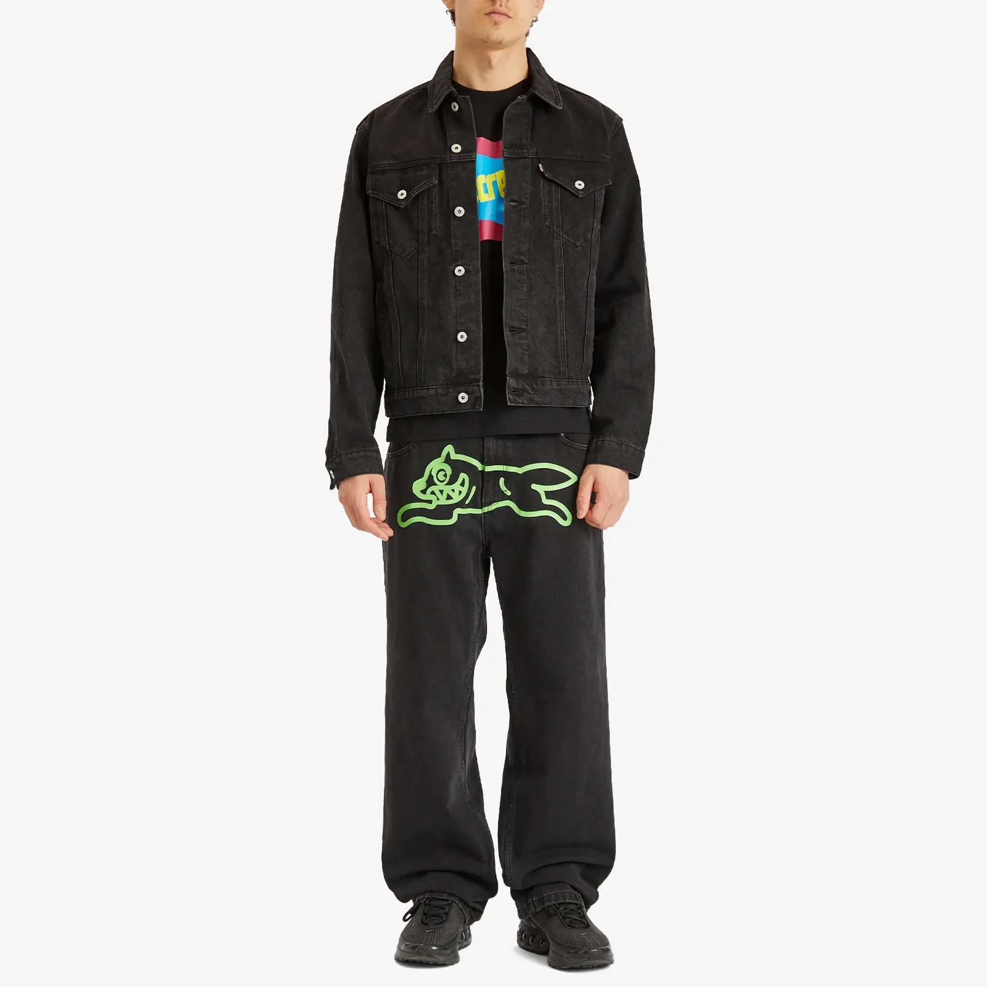 ICECREAM Men's Running Dog Double Scoop Denim Pant Black