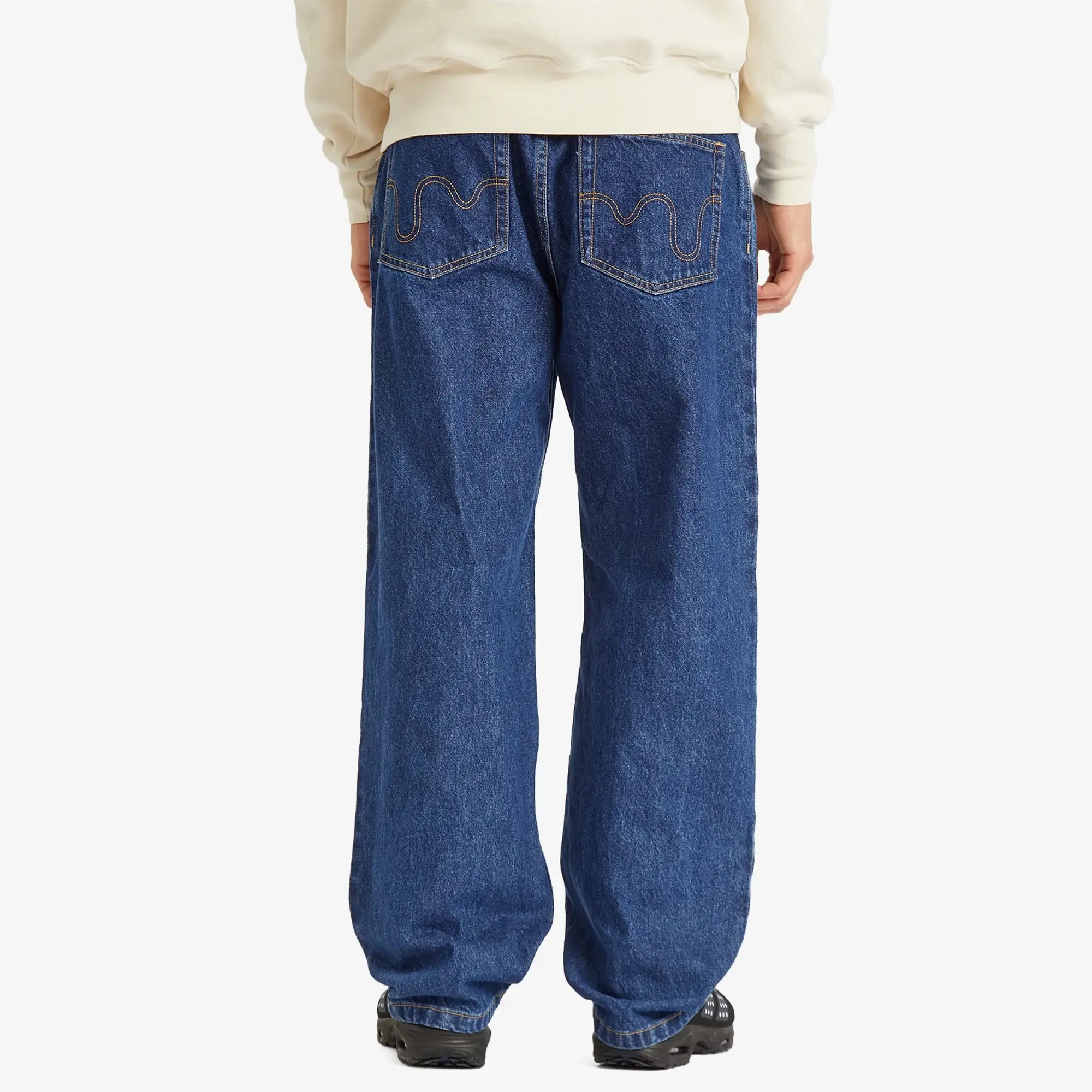 ICECREAM Men's Running Dog Double Scoop Denim Pant Mid Wash Blue