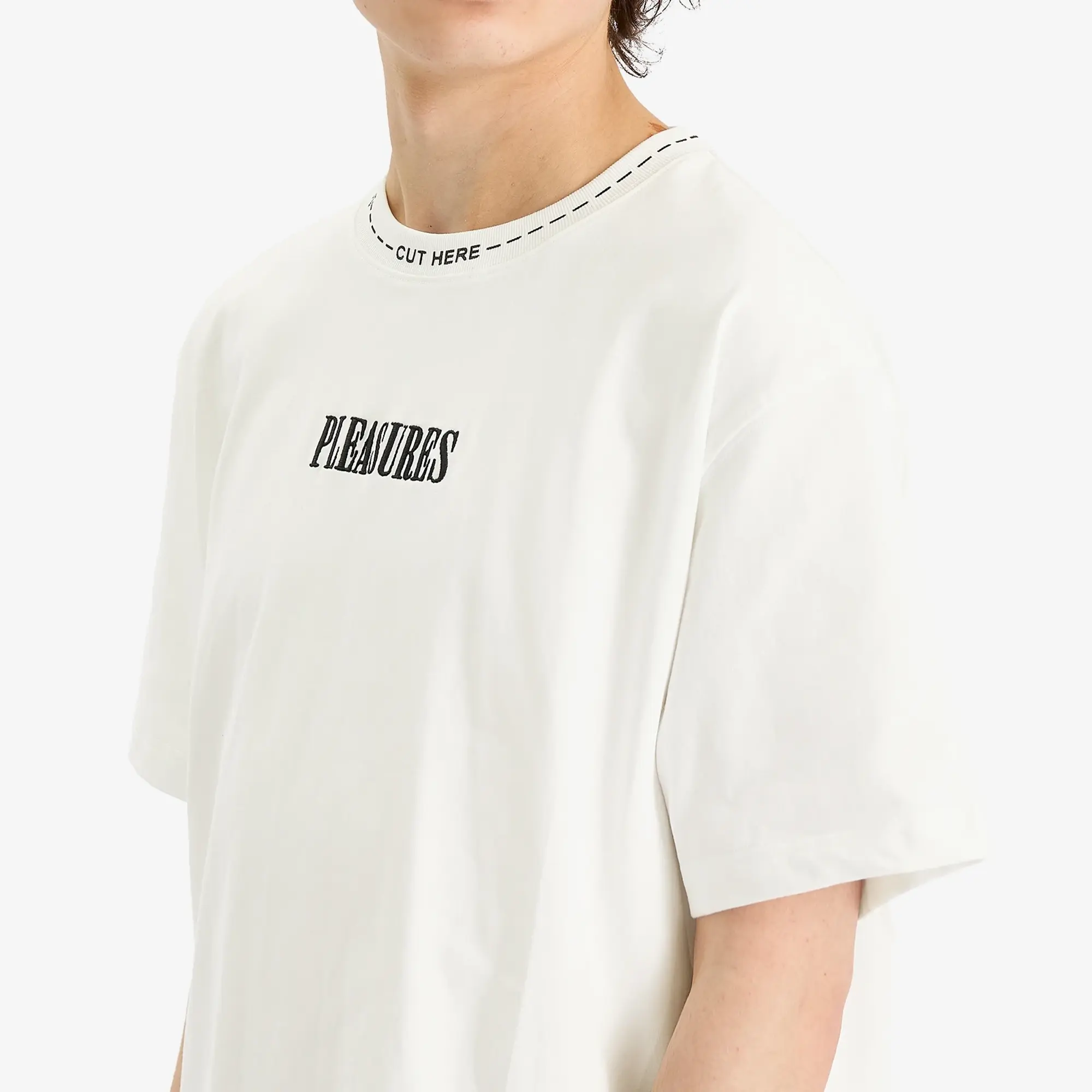 Pleasures Men's Cut Here Heavyweight T-Shirt White