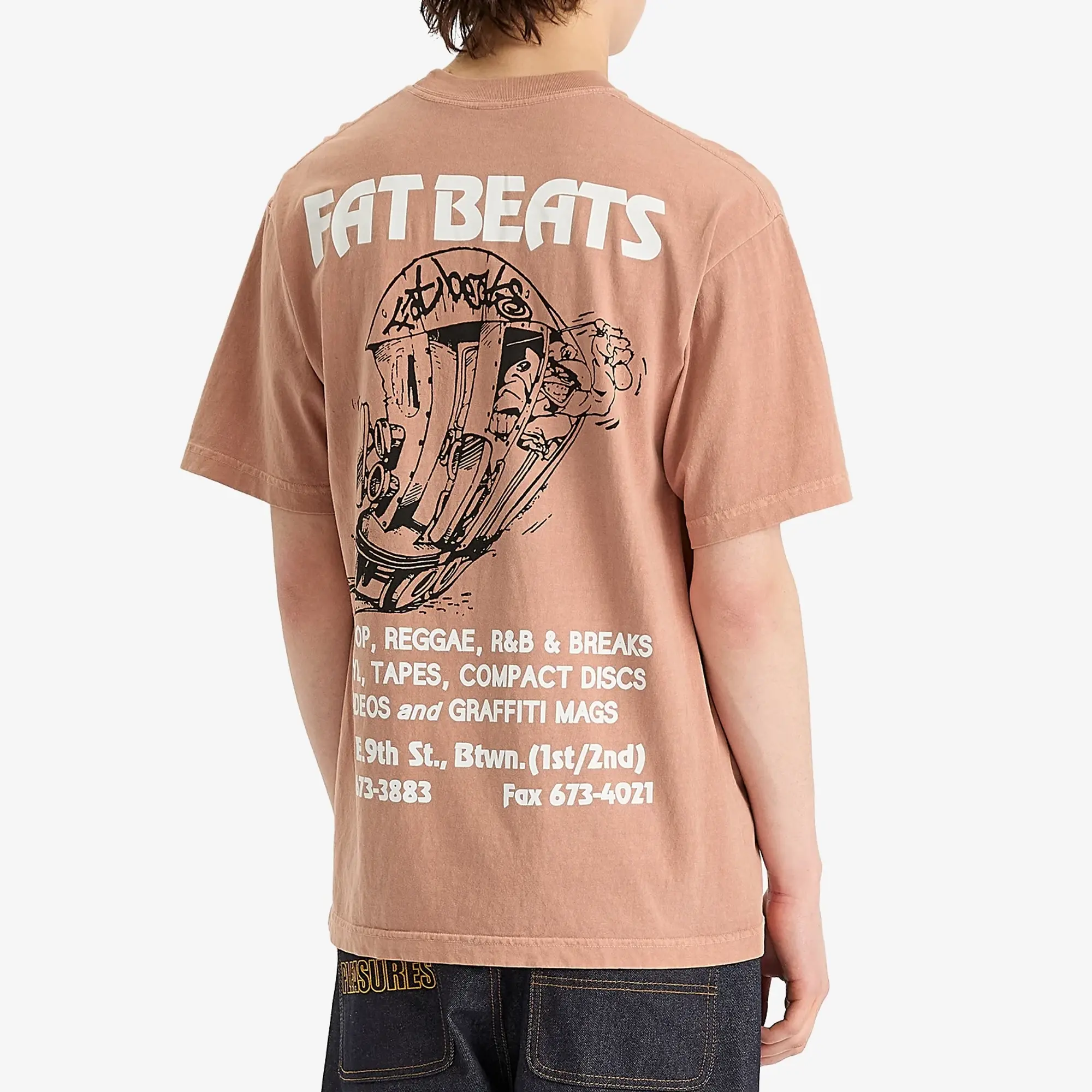 Pleasures Men's x Fat Beats 9th Street T-Shirt Rose Quartz