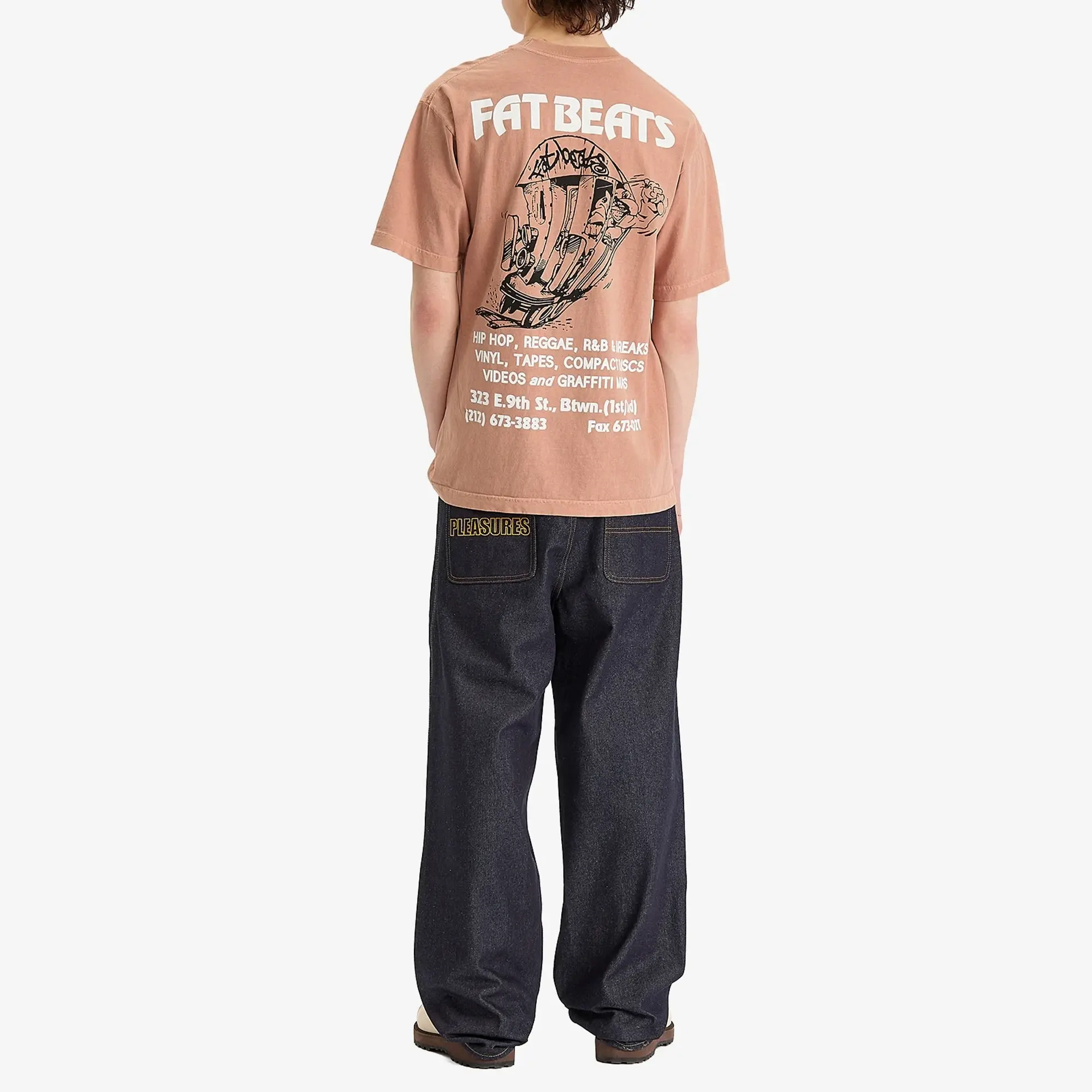 Pleasures Men's x Fat Beats 9th Street T-Shirt Rose Quartz