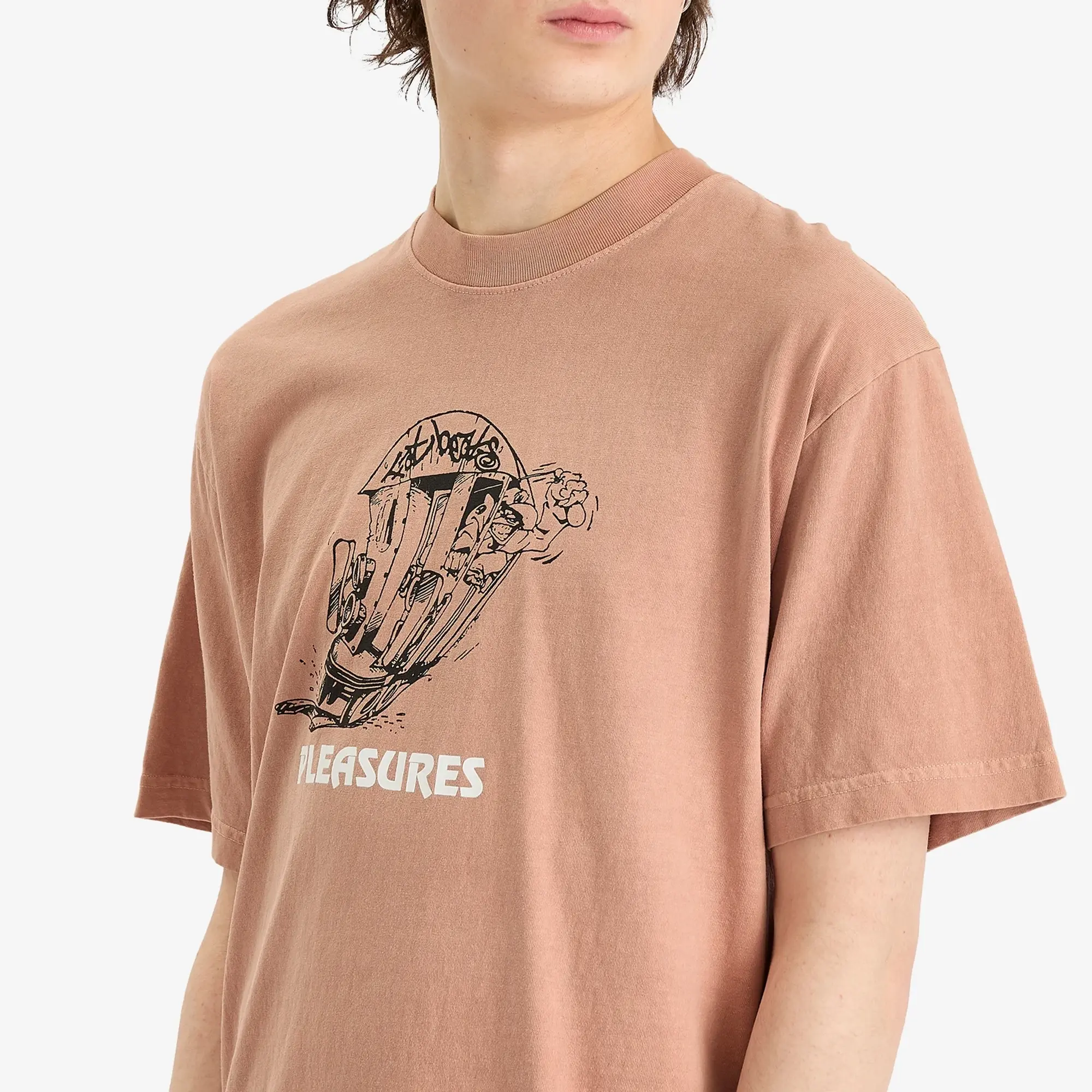 Pleasures Men's x Fat Beats 9th Street T-Shirt Rose Quartz
