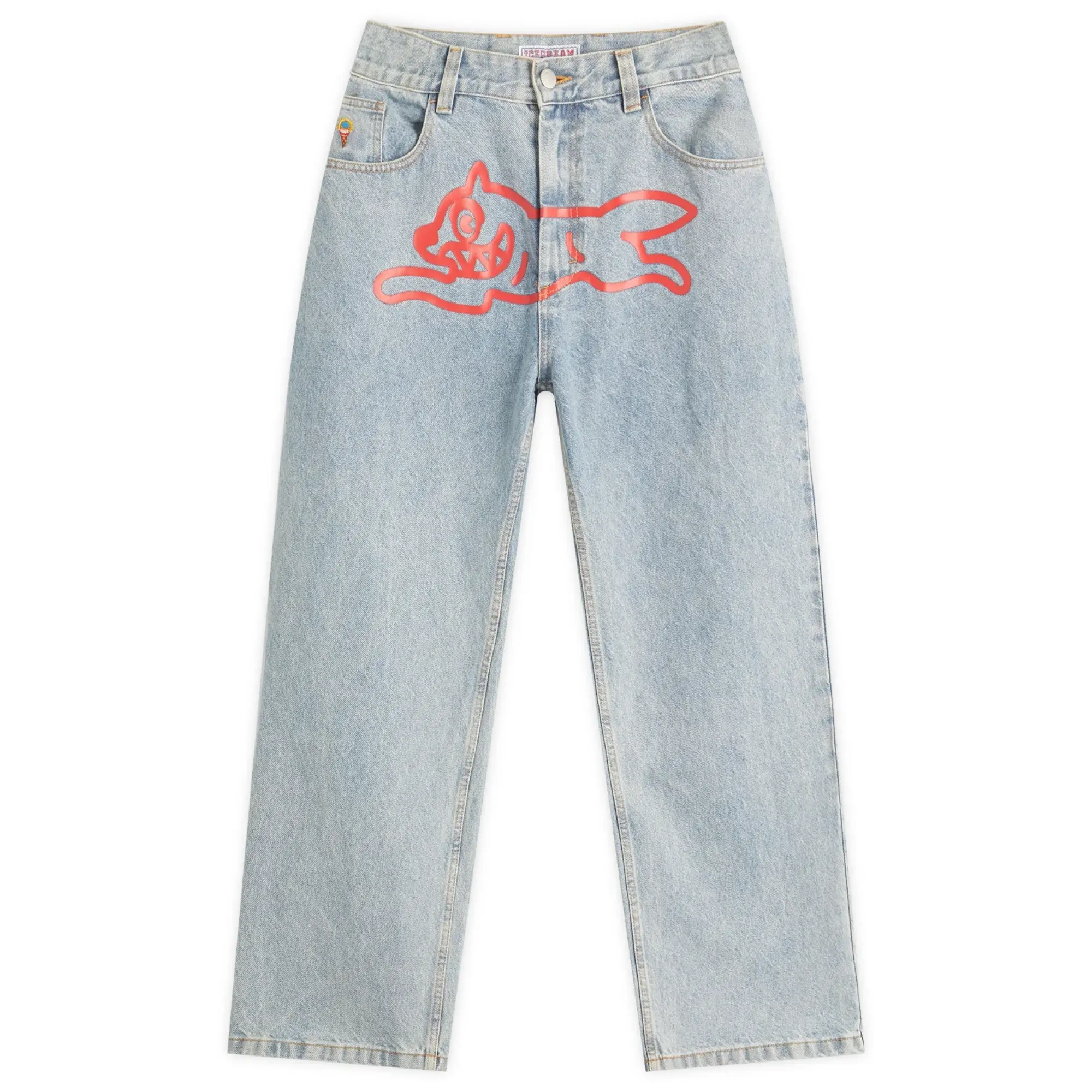 ICECREAM Men's Running Dog Double Scoop Denim Pant Light Wash Blue