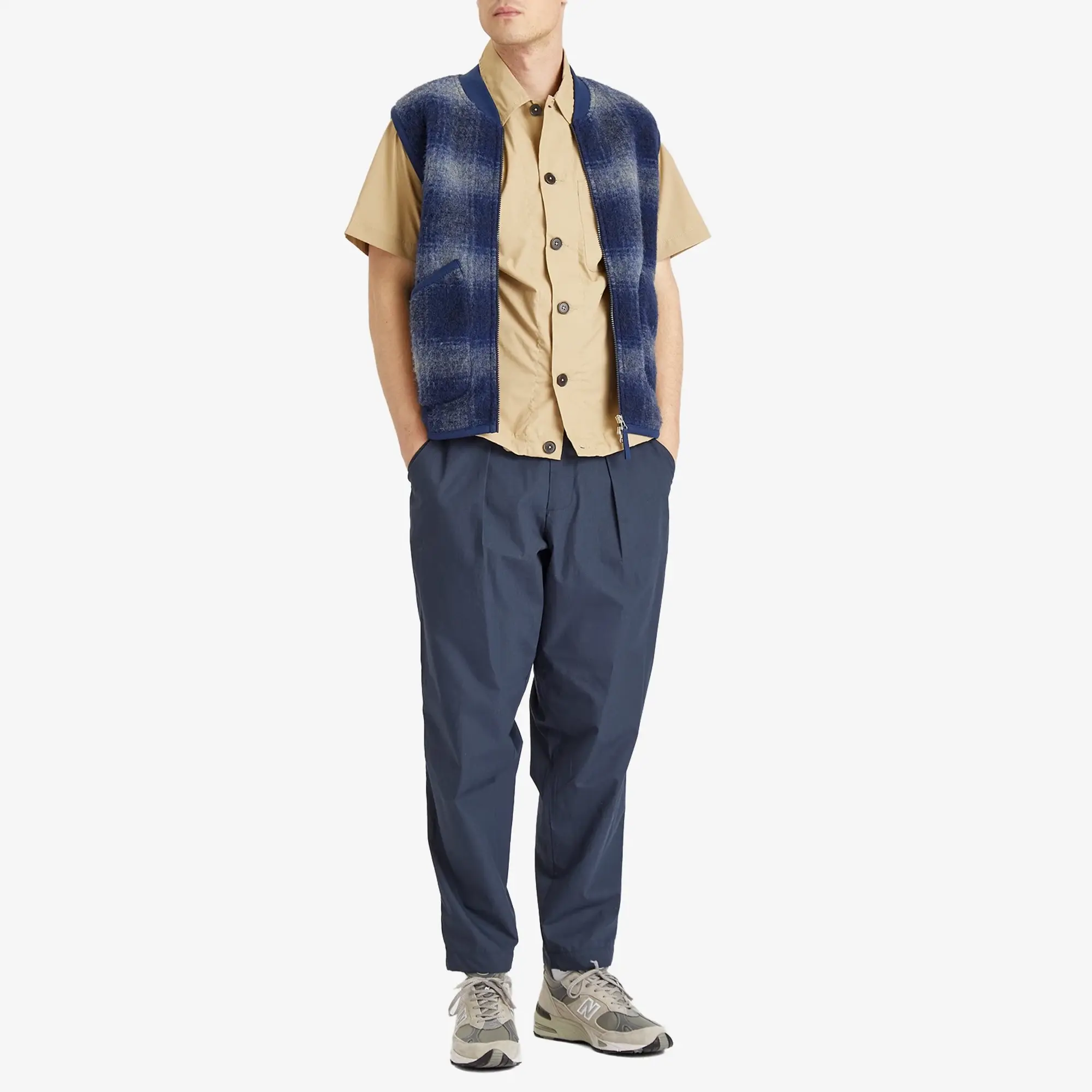 Universal Works Men's Recycled Poly Tech Pleated Track Pant Navy
