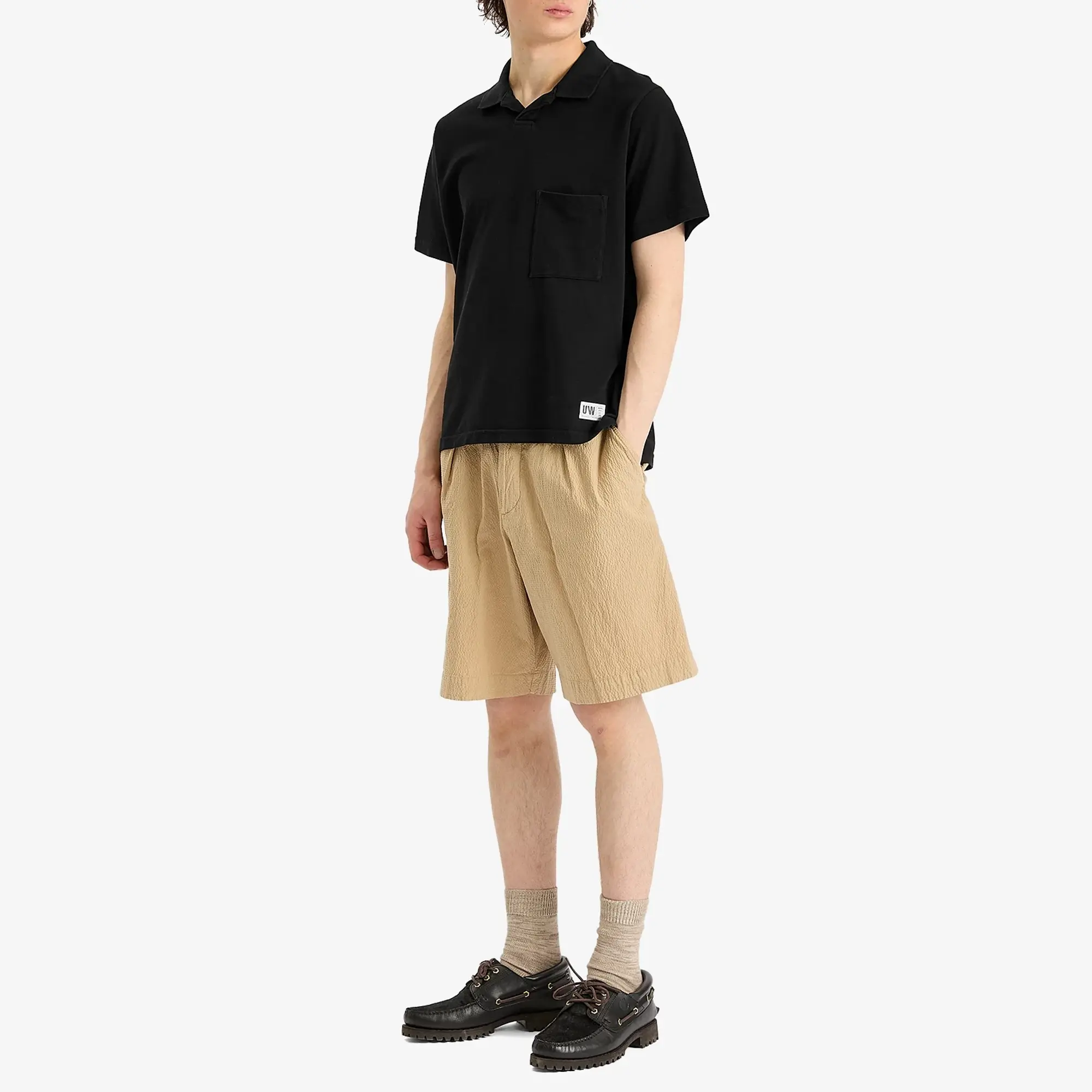 Universal Works Men's Pique Vacation Polo Black