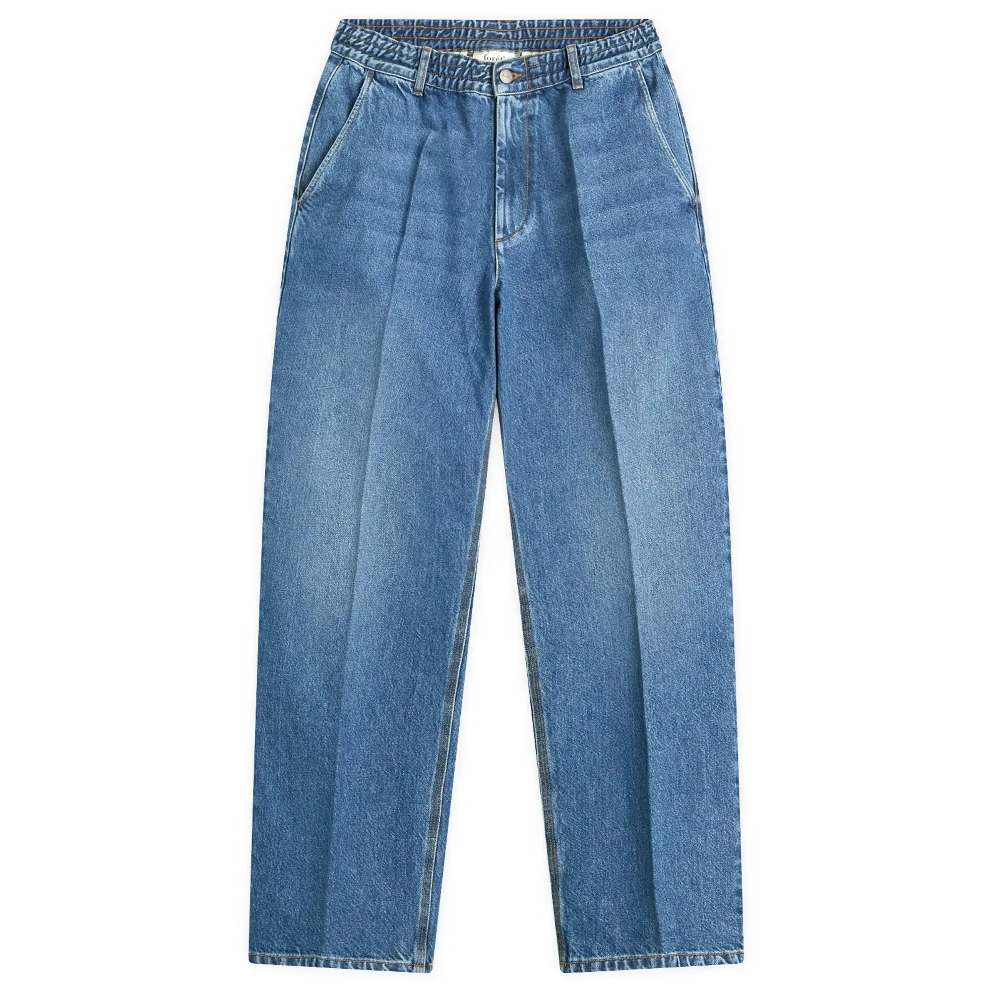 Foret Men's Clay Creased Denim Trousers Vintage Blue