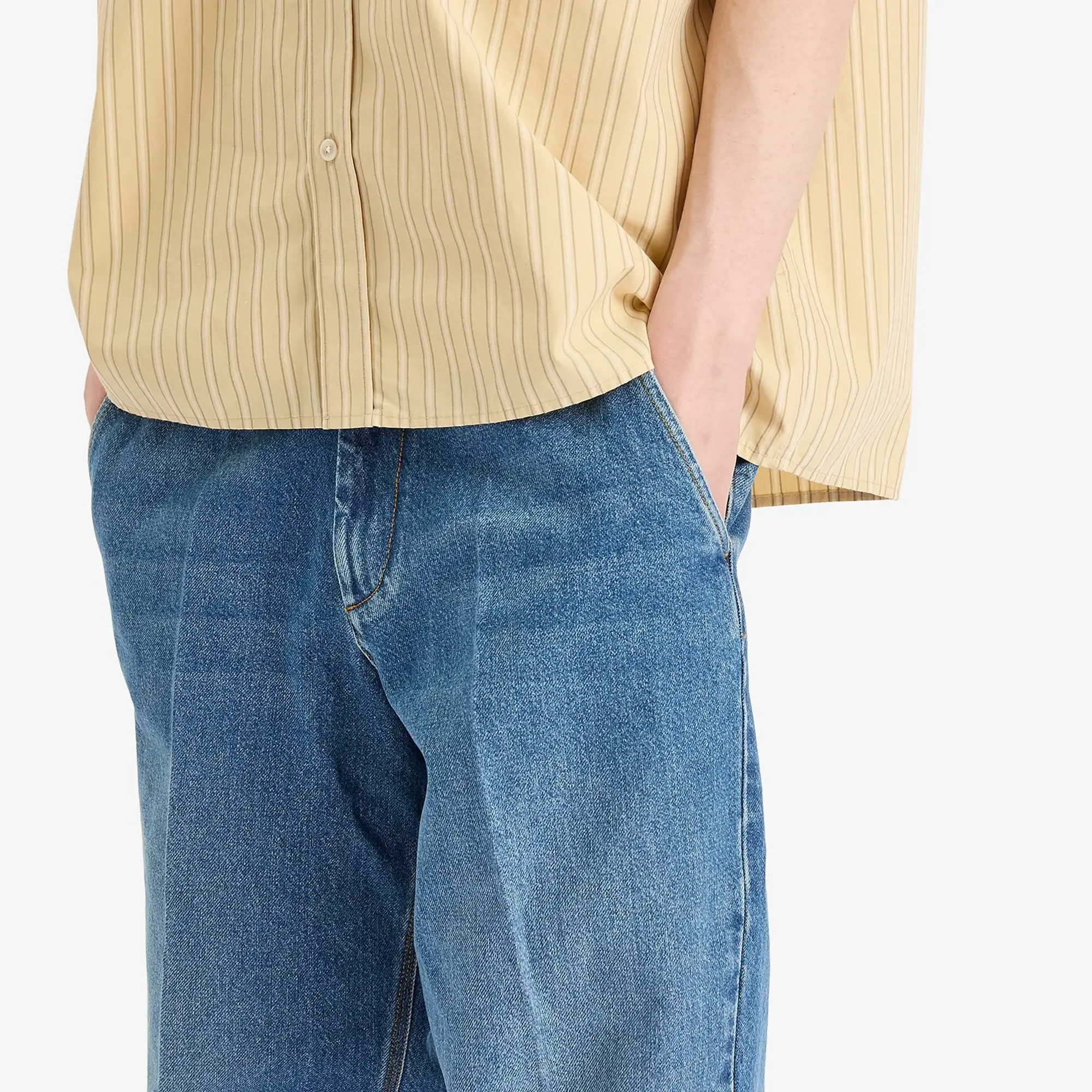 Foret Men's Clay Creased Denim Trousers Vintage Blue