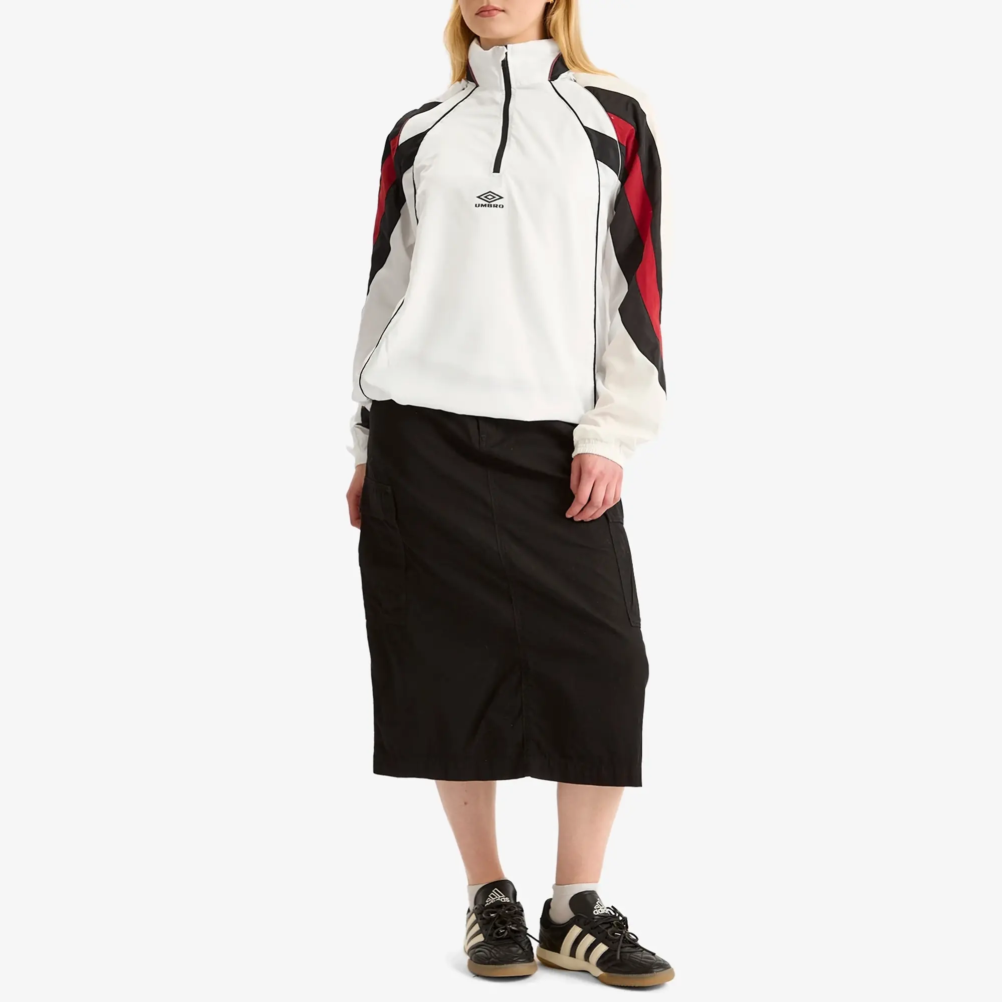 Umbro Zip Off Sleeve Detachable Wind Jacket In White Multi
