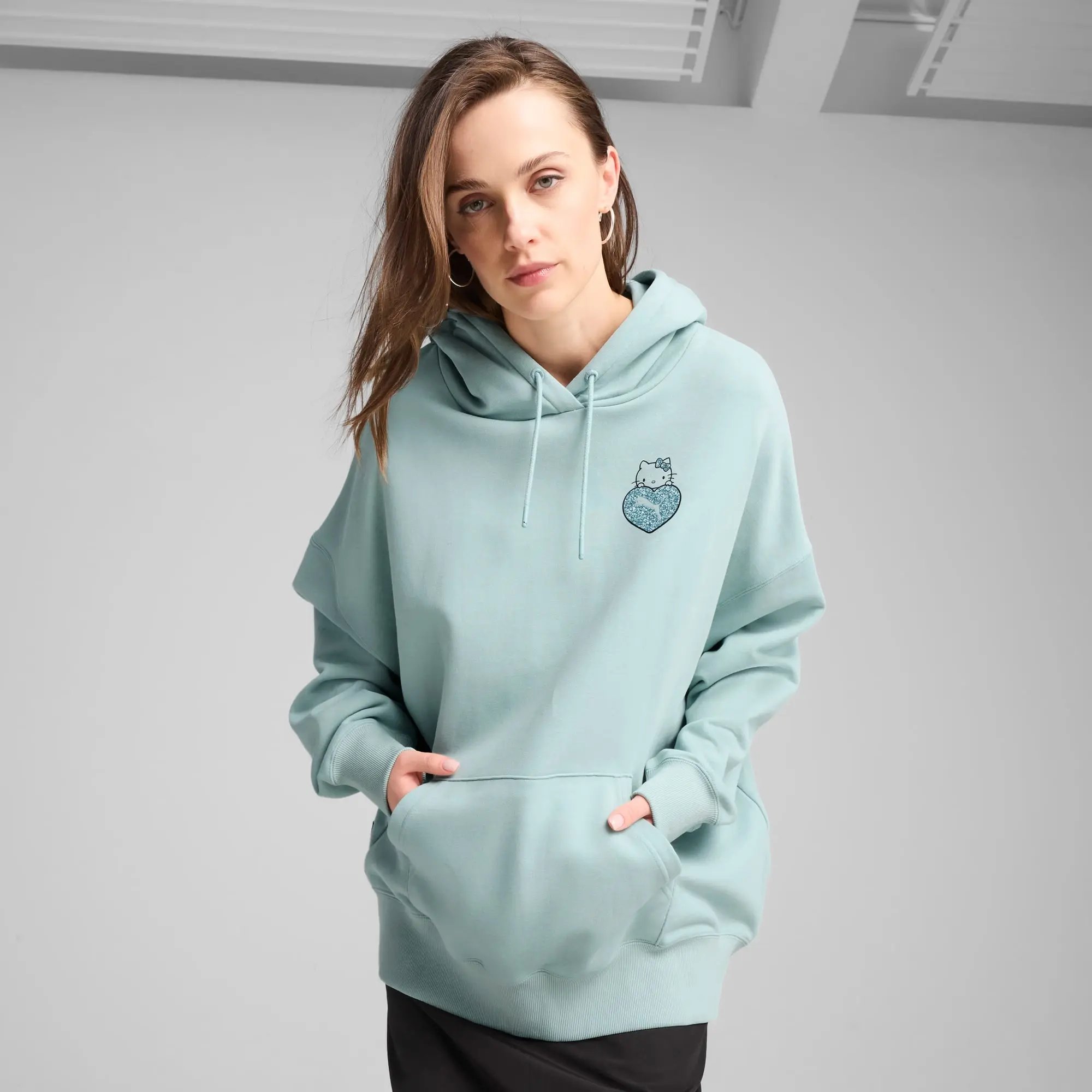 PUMA x Hello Kitty And Friends Graphic Oversized Hoodie Women, Modern Mint