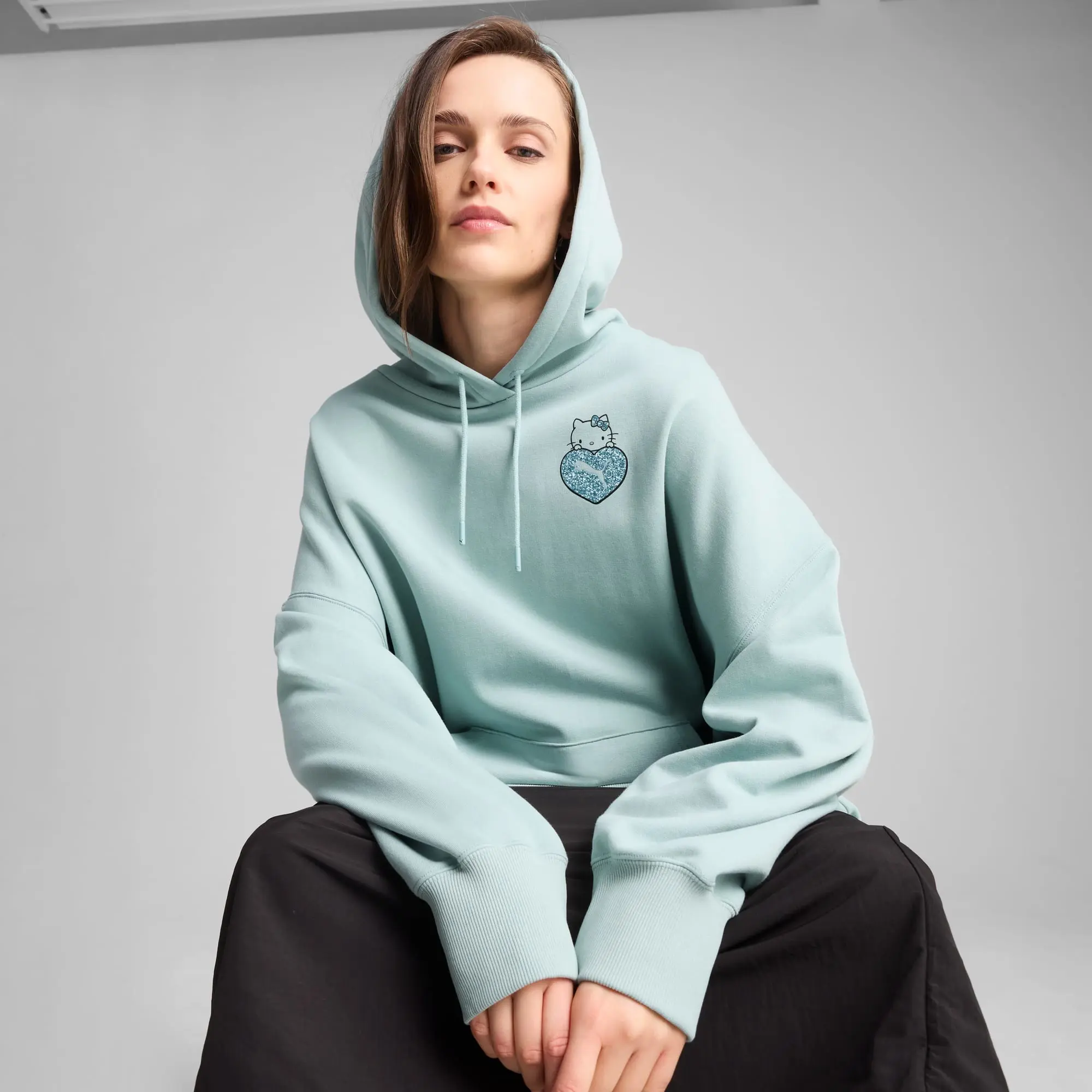 PUMA x Hello Kitty And Friends Graphic Oversized Hoodie Women, Modern Mint