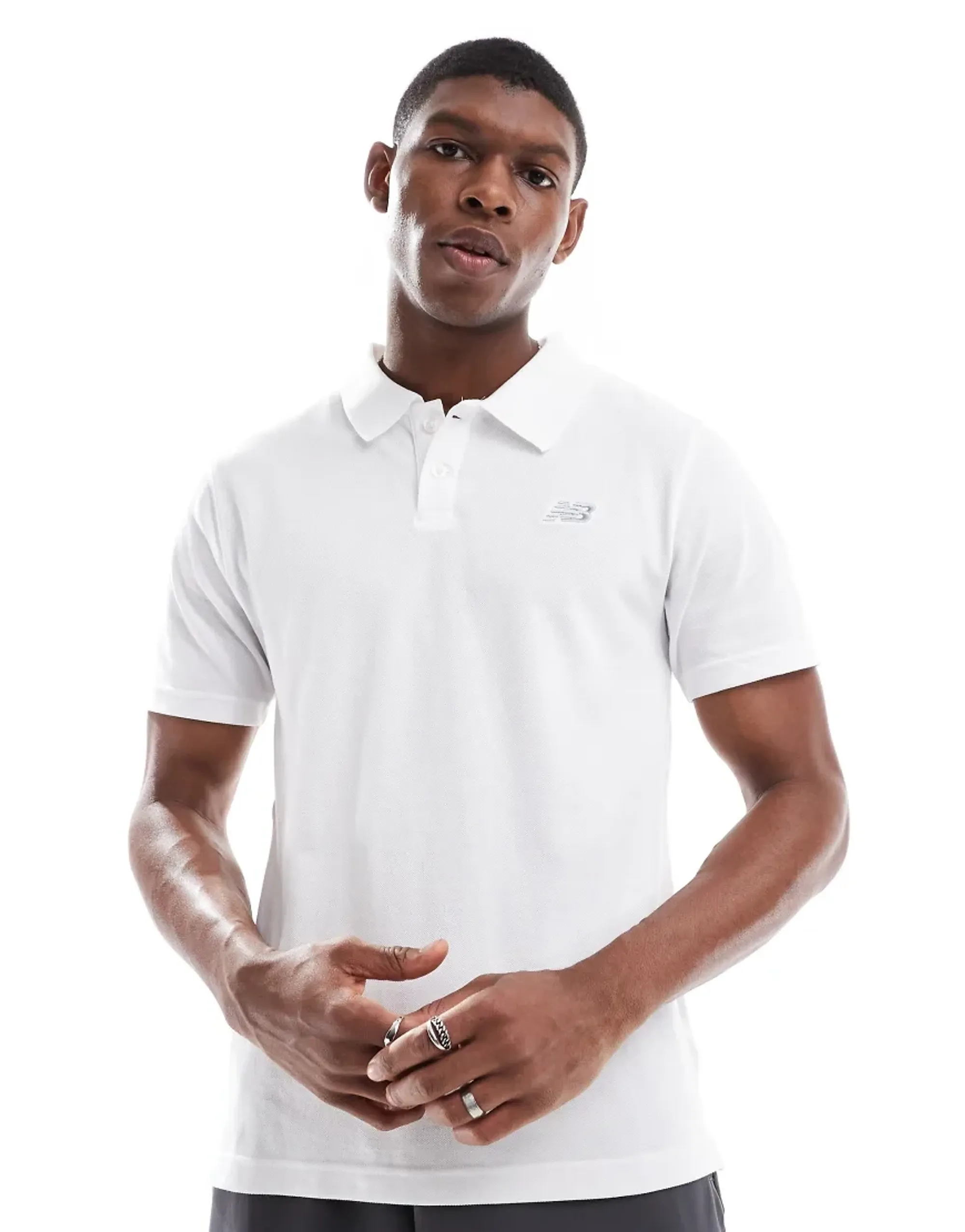 New Balance Cotton Pique Polo In White