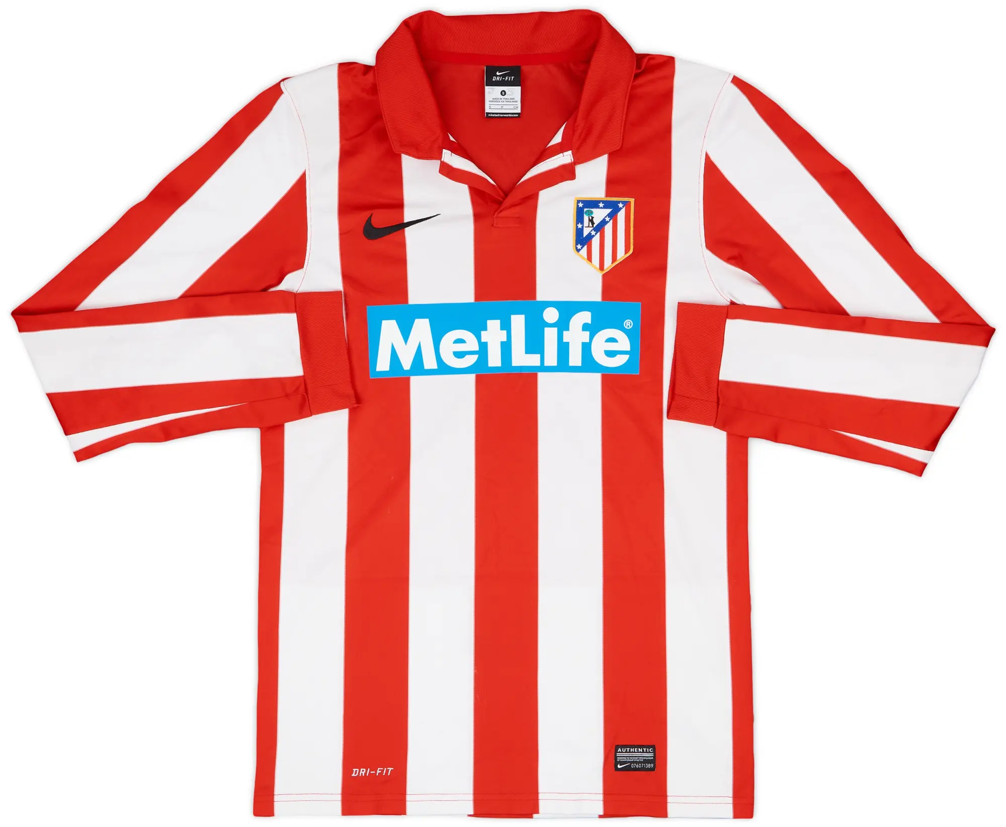 Nike 2013-14 Atletico Madrid Match Issue Home L/S Shirt #27