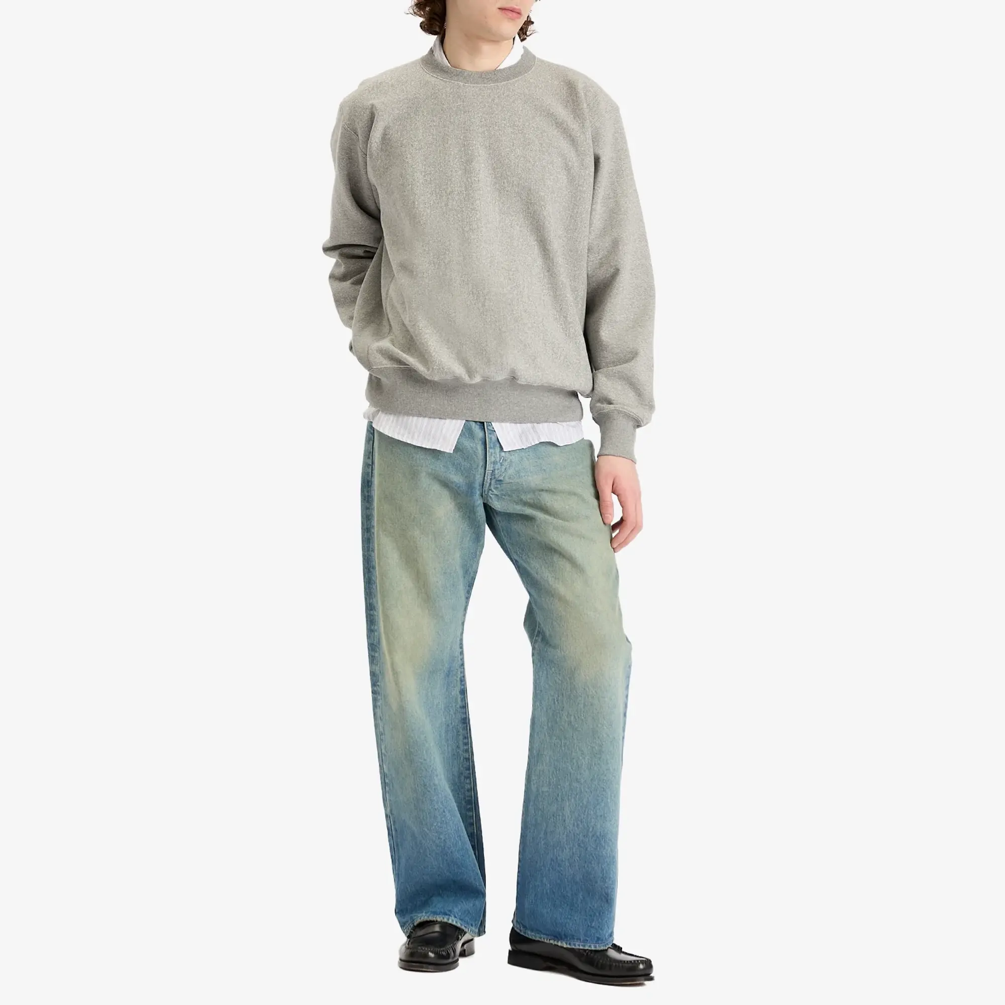 Auralee Men's Soft Jersey Sweatshirt Top Grey
