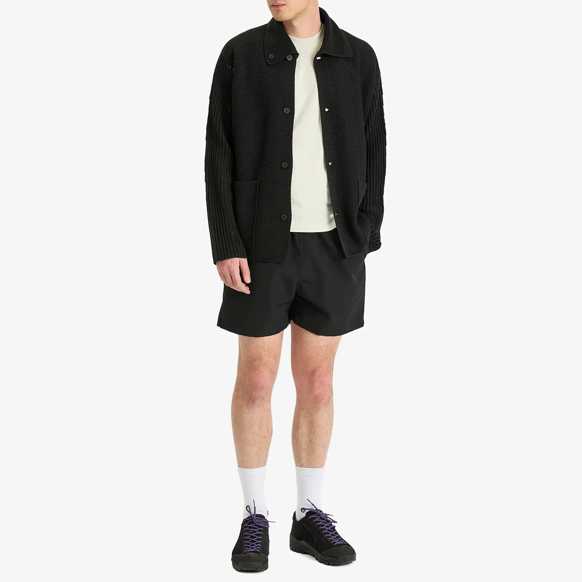 Auralee Men's Wool Max Canvas Shorts Black