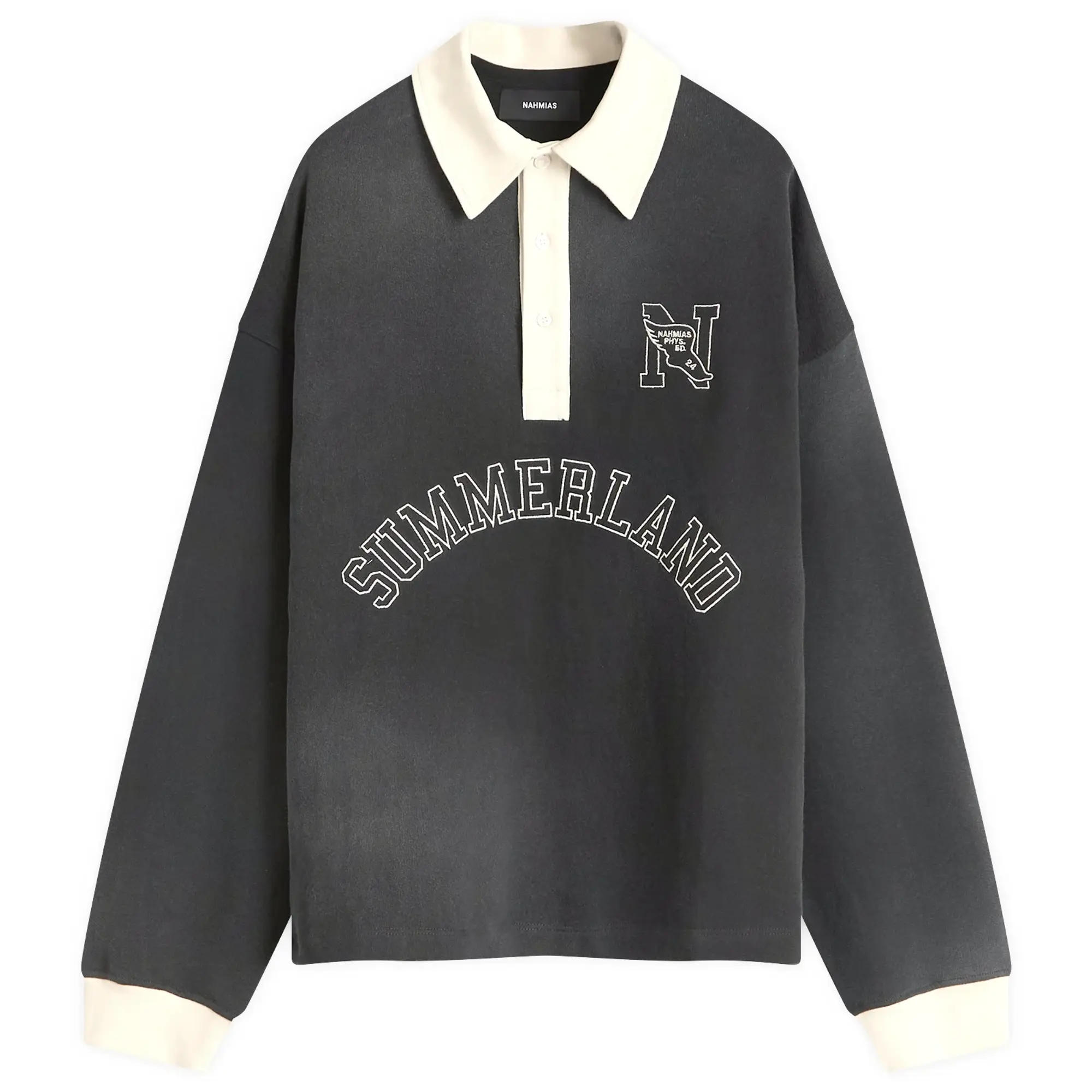 Nahmias Men's N Long Sleeve Polo Black Terry