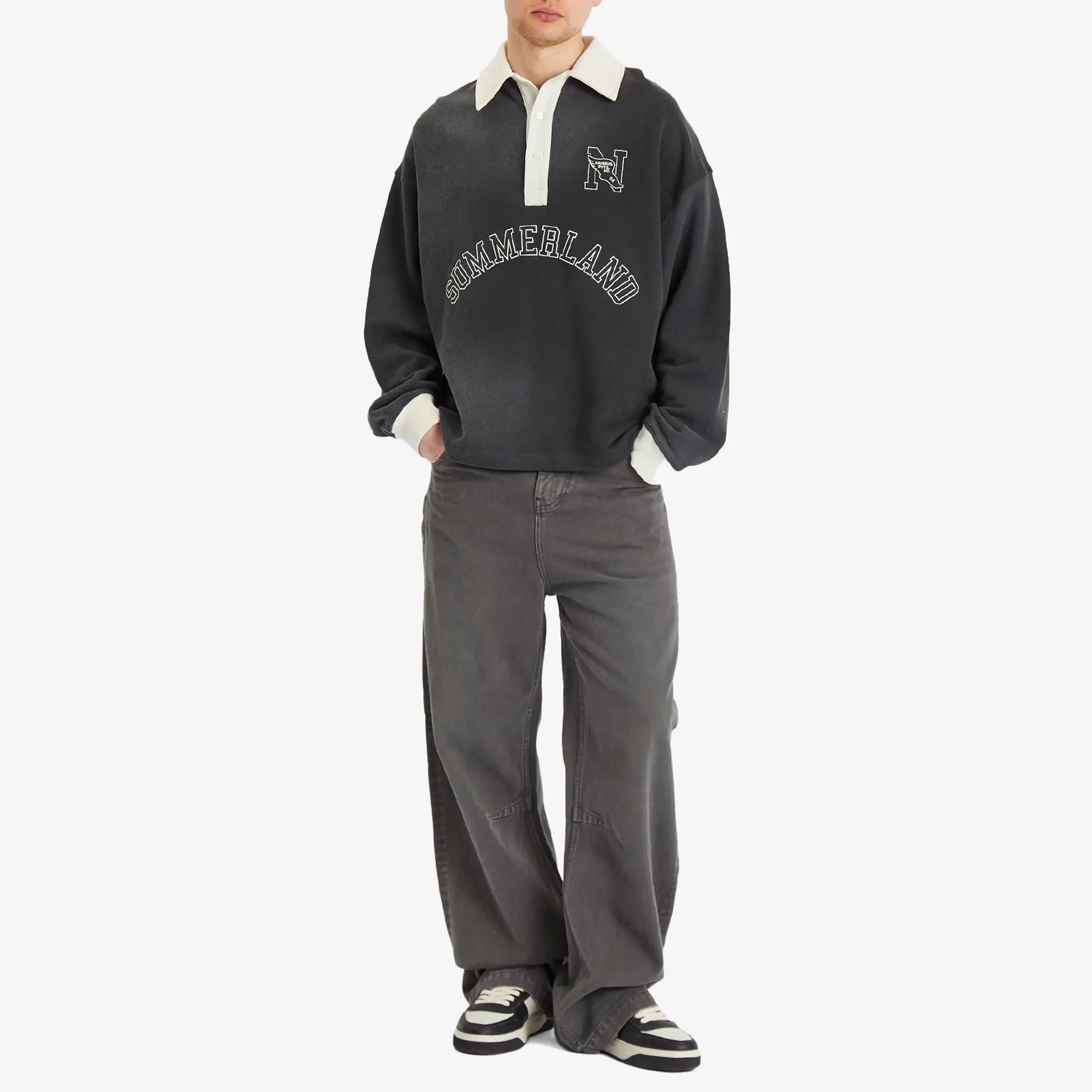 Nahmias Men's N Long Sleeve Polo Black Terry
