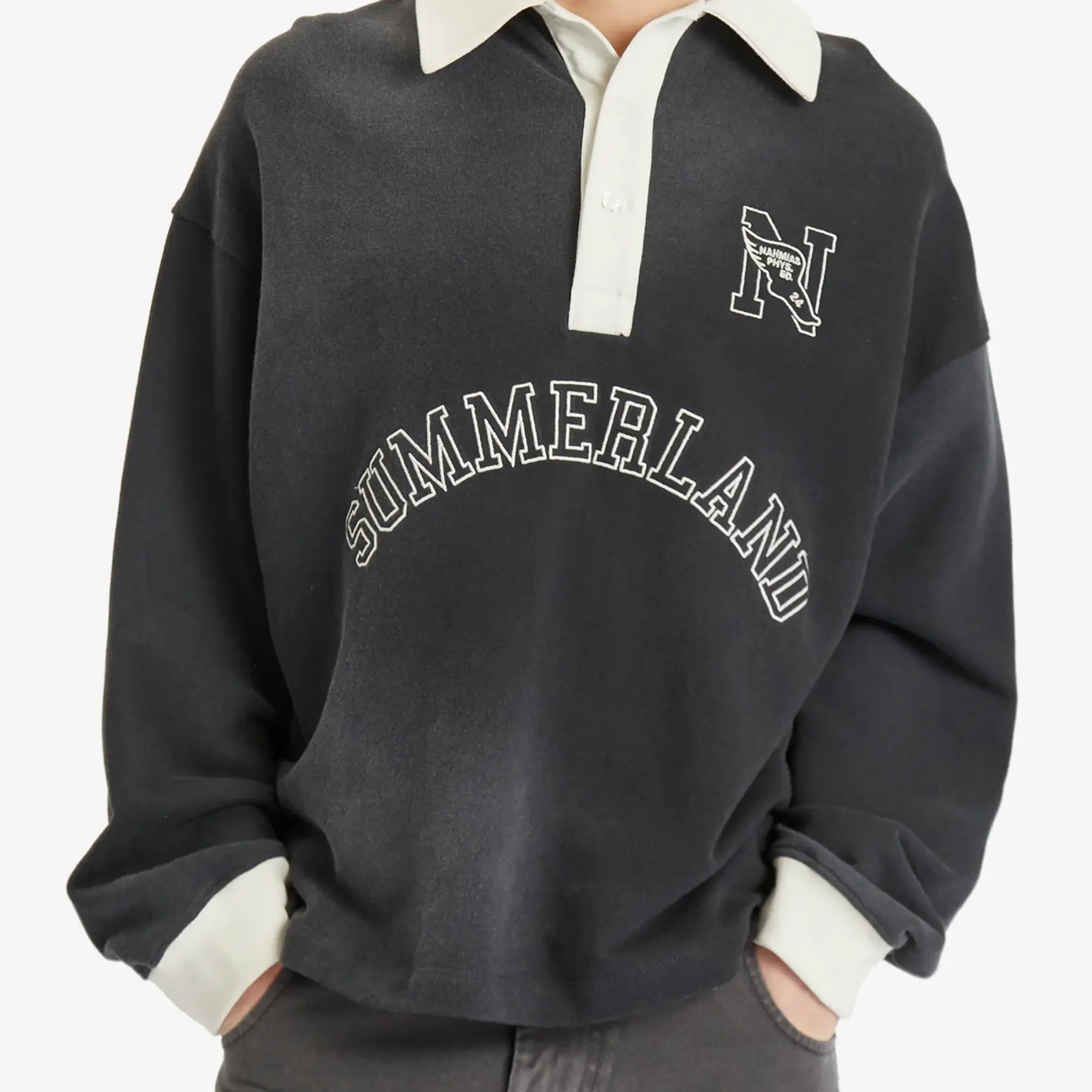 Nahmias Men's N Long Sleeve Polo Black Terry