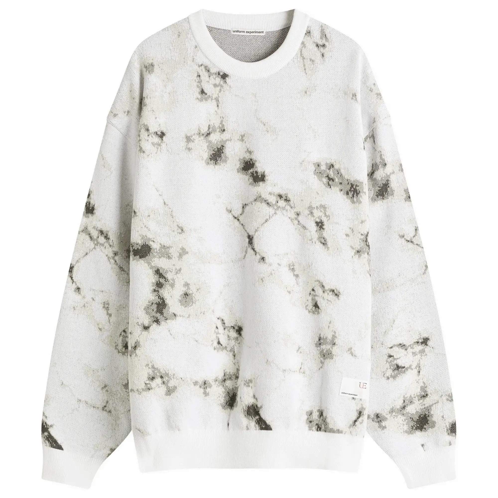 Uniform Experiment Men's Marble Jacquard Knit Sweater White