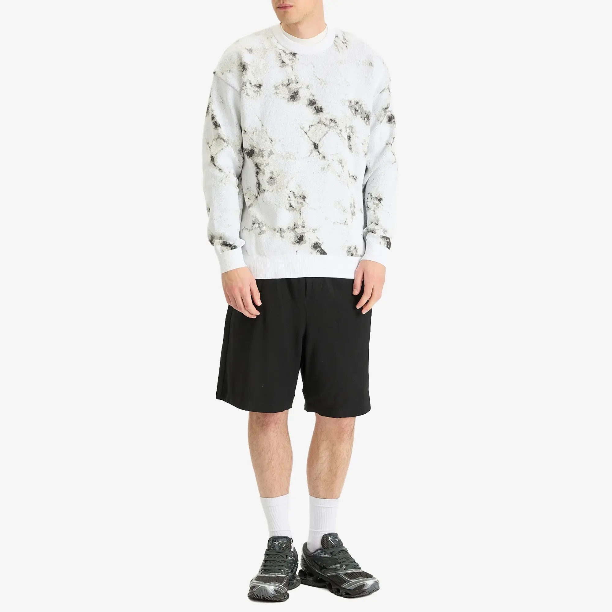 Uniform Experiment Men's Marble Jacquard Knit Sweater White