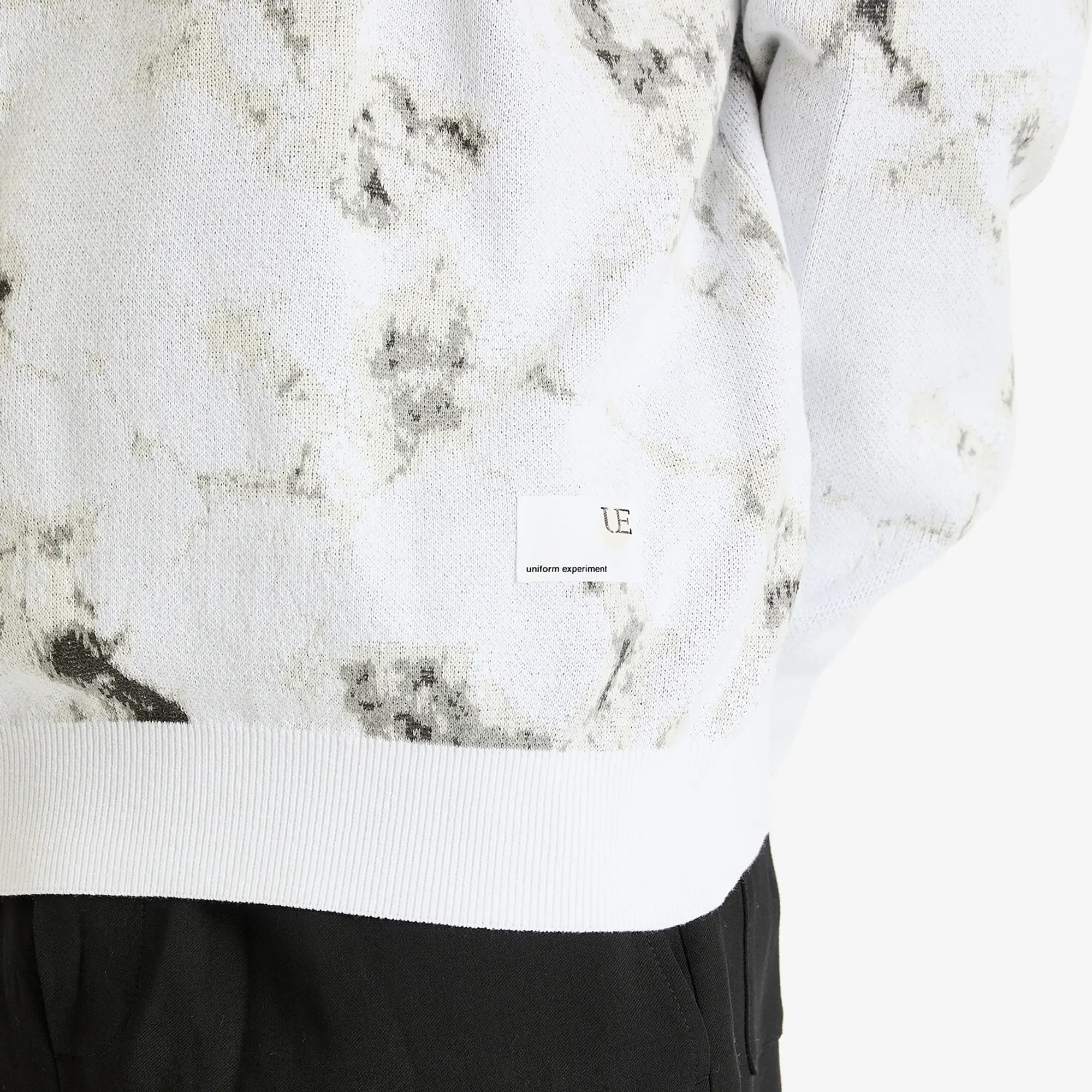 Uniform Experiment Men's Marble Jacquard Knit Sweater White