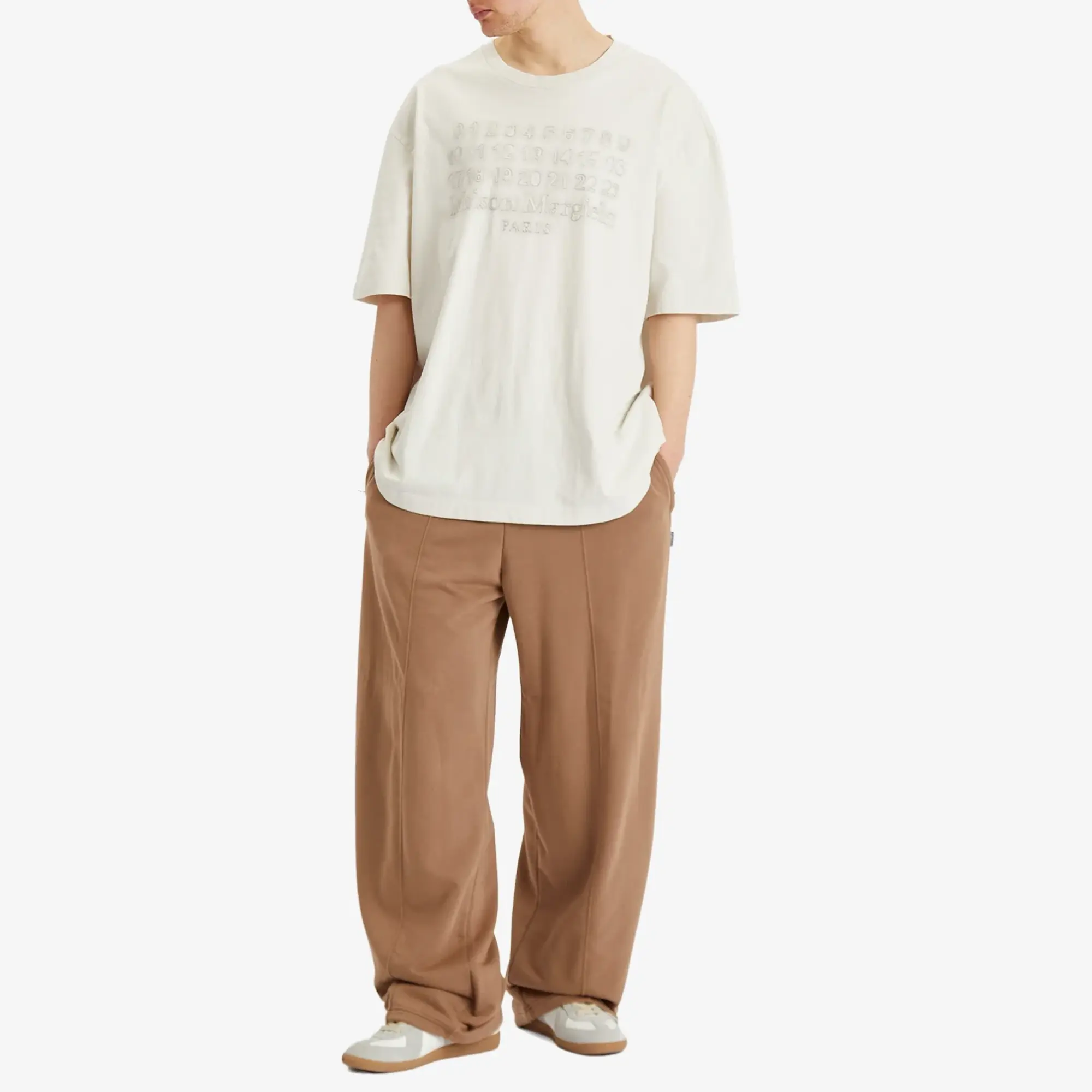 Maison Margiela Men's Numbers Jersey T-Shirt Ecru