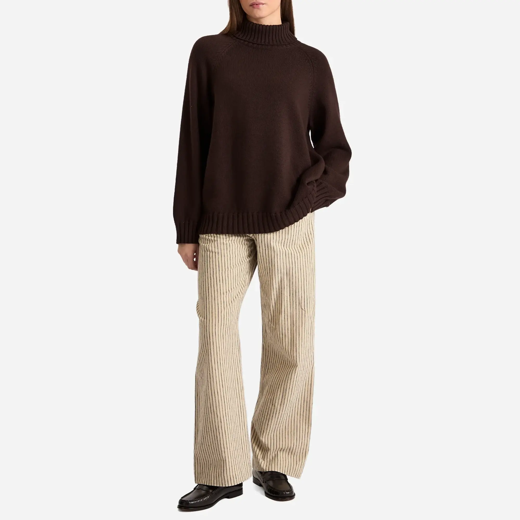 DONNI. Women's Cotton Cashmere Turtleneck Jumper Espresso