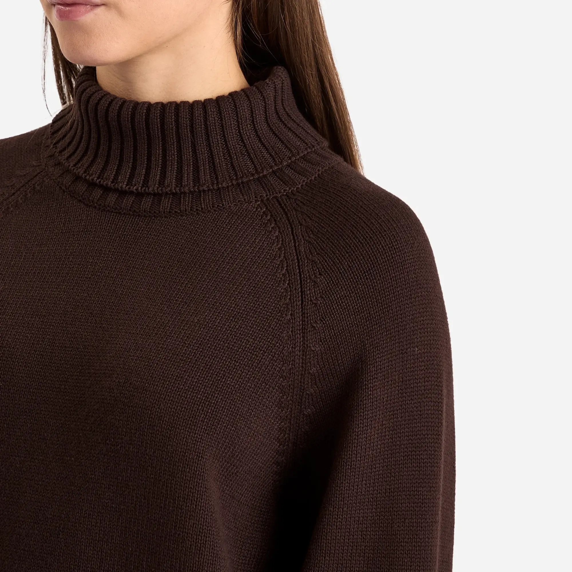 DONNI. Women's Cotton Cashmere Turtleneck Jumper Espresso