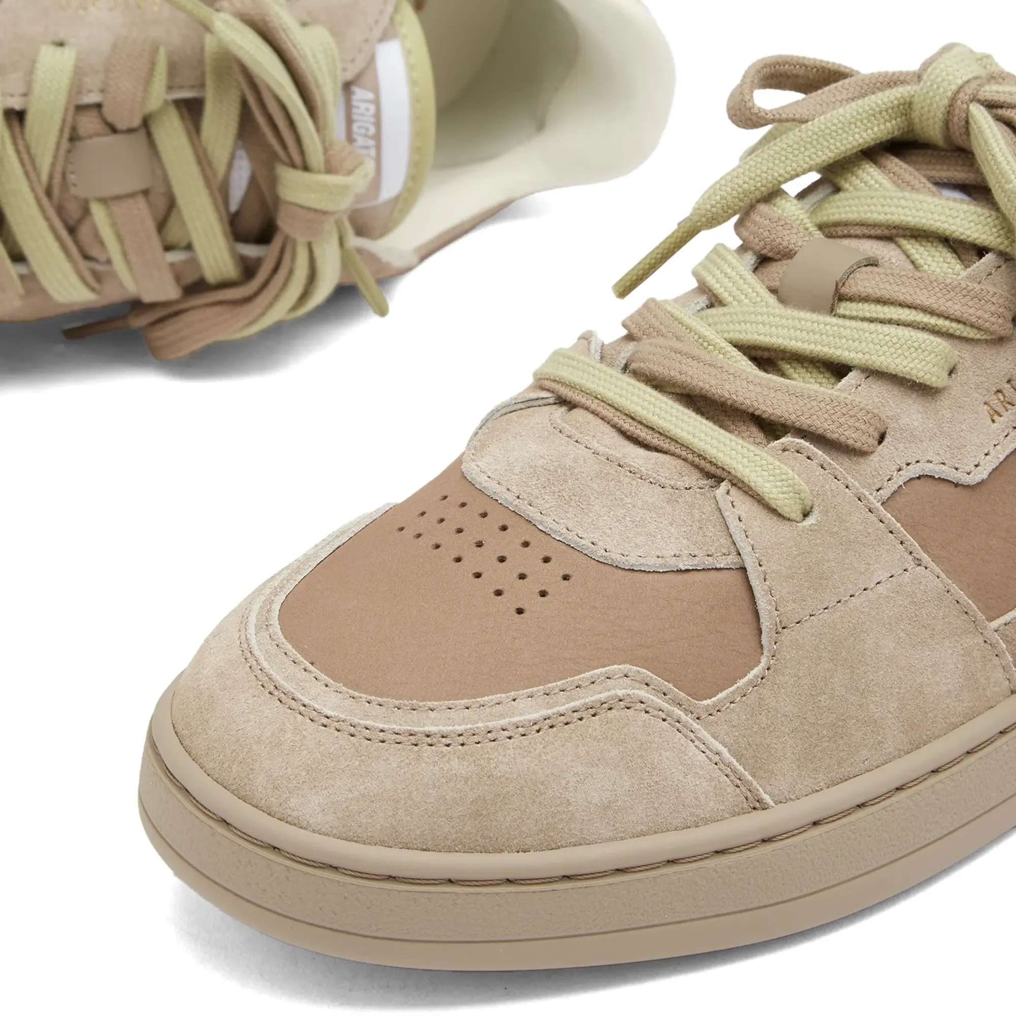 Axel Arigato Men's Dice Lo Double Lace Sneaker Dark Beige/Light Green