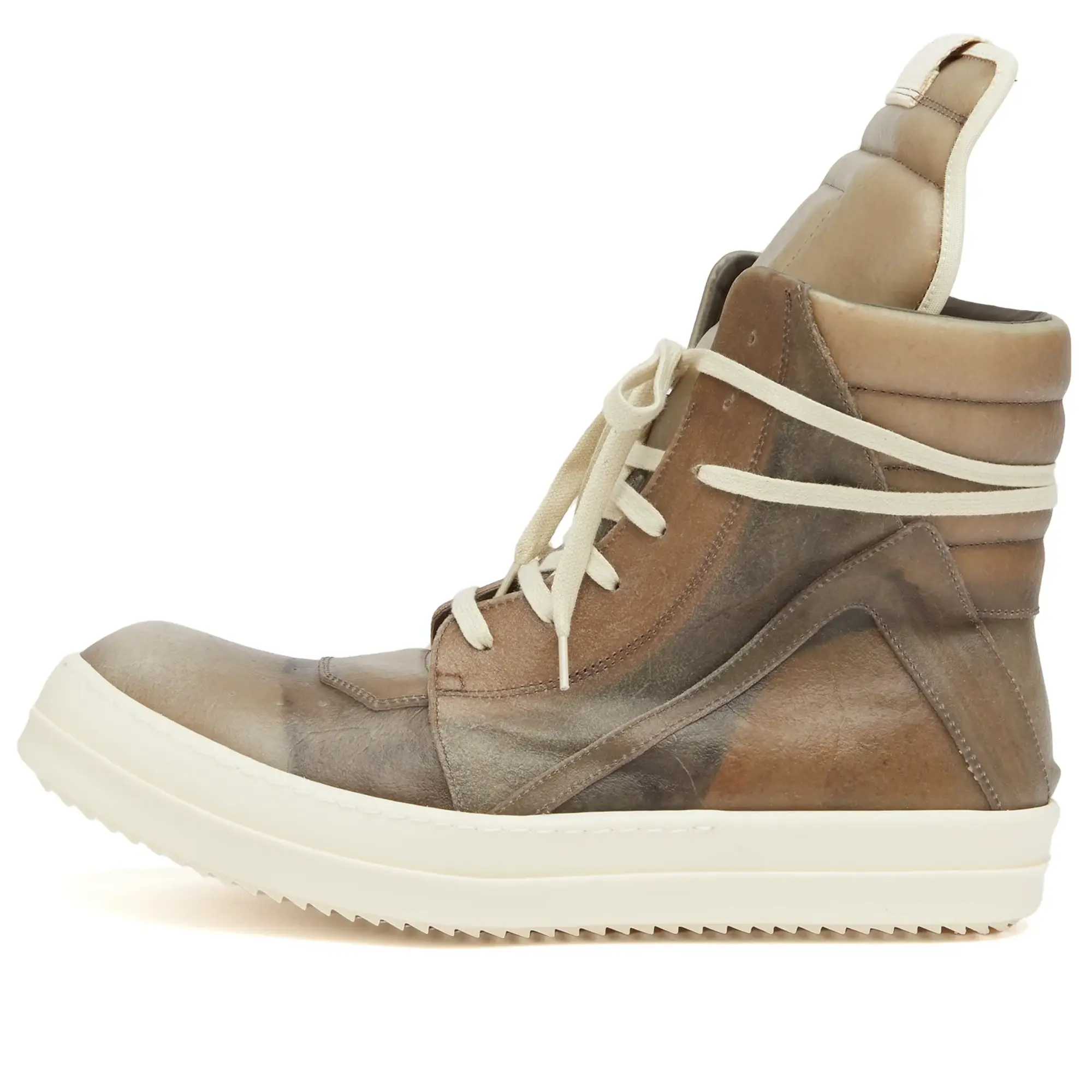 Rick Owens Men's Transparent Leather Geobaskets Dust/Dust/Milk