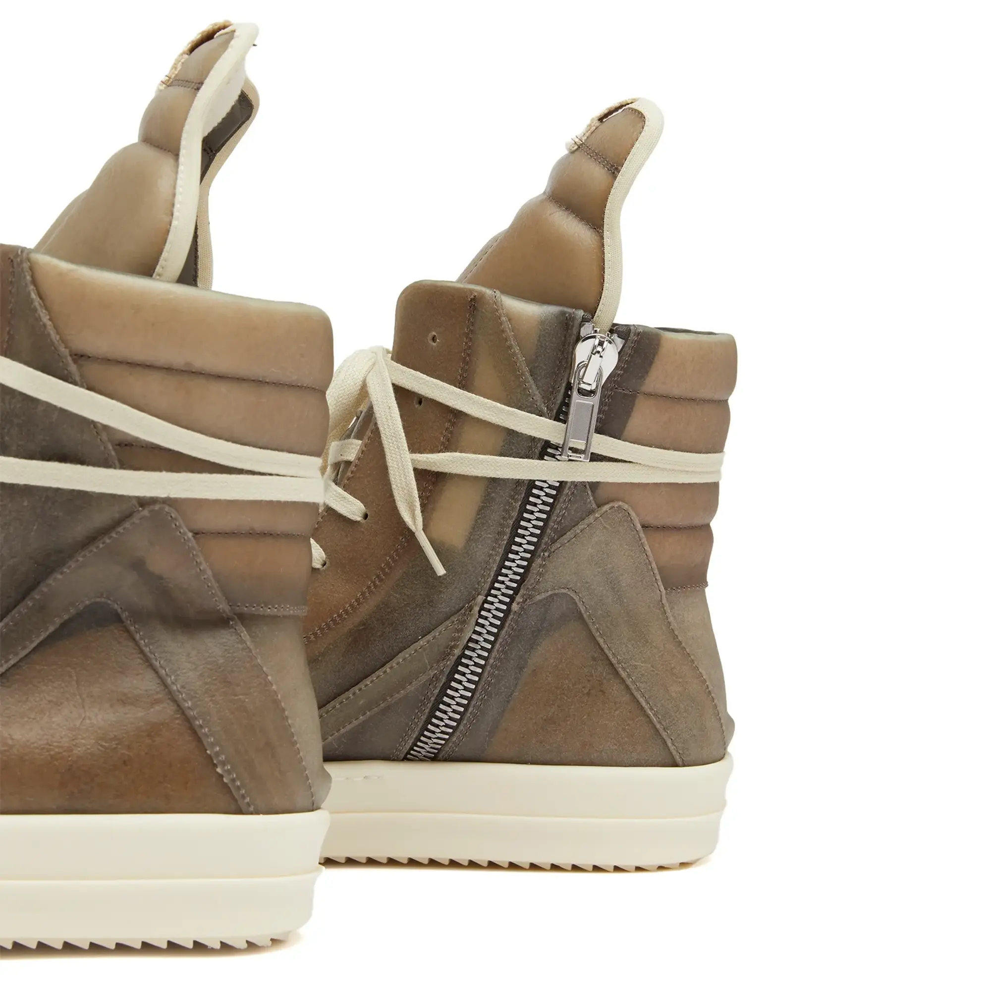 Rick Owens Men's Transparent Leather Geobaskets Dust/Dust/Milk